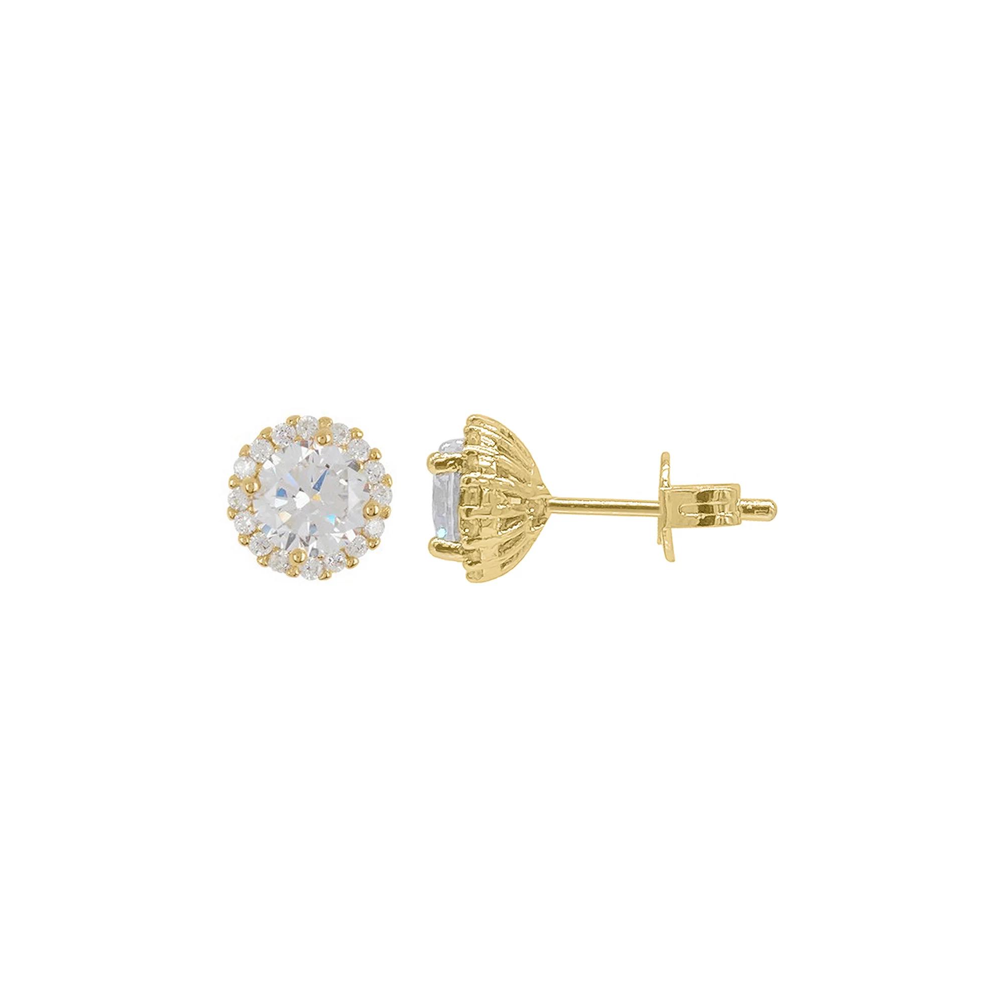 Adornia Gold Tone Cubic Zirconia Halo Stud Earrings, Women's Product Image