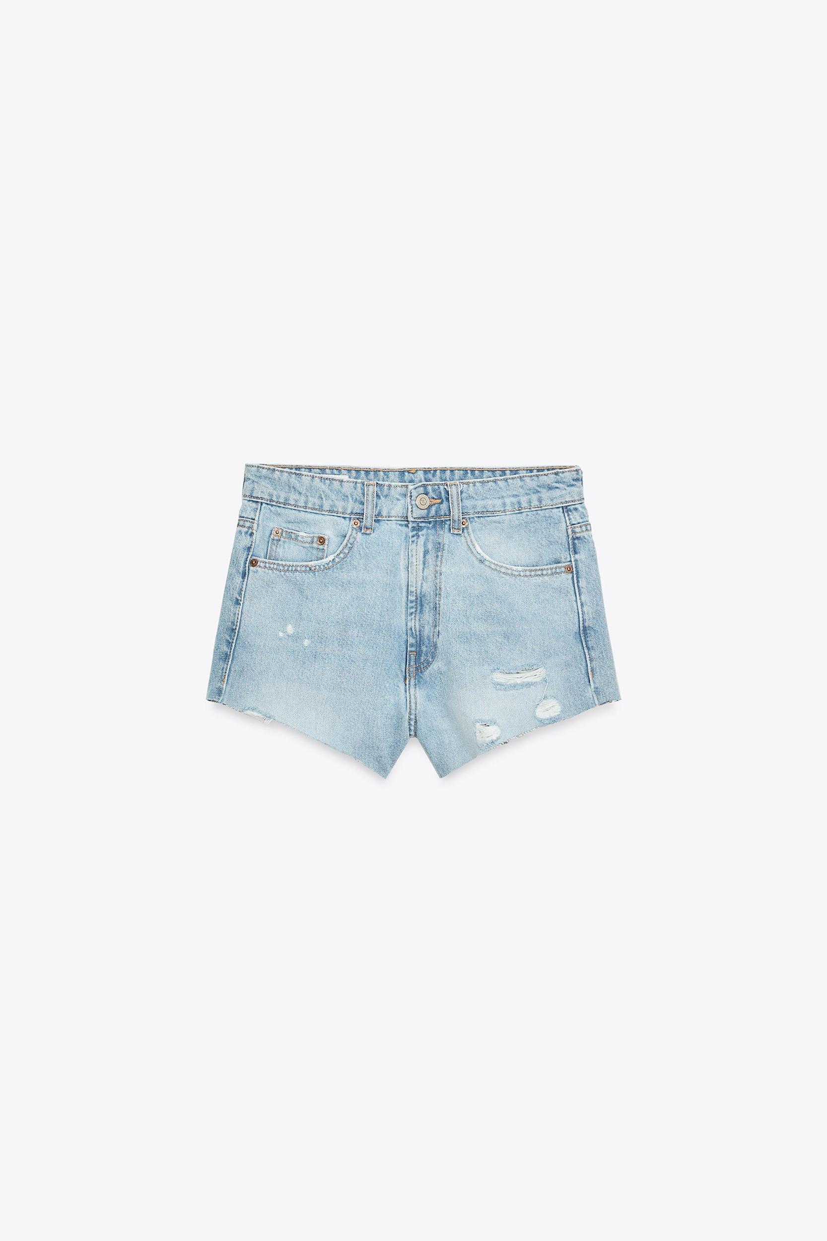 TRF RIPPED MID-RISE MINI DENIM SHORTS Product Image