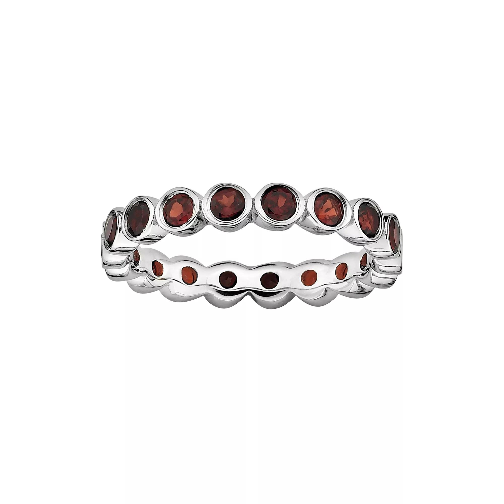 Stacks & Stones Sterling Silver Garnet Stack Ring, Women's, Size: 7 Product Image