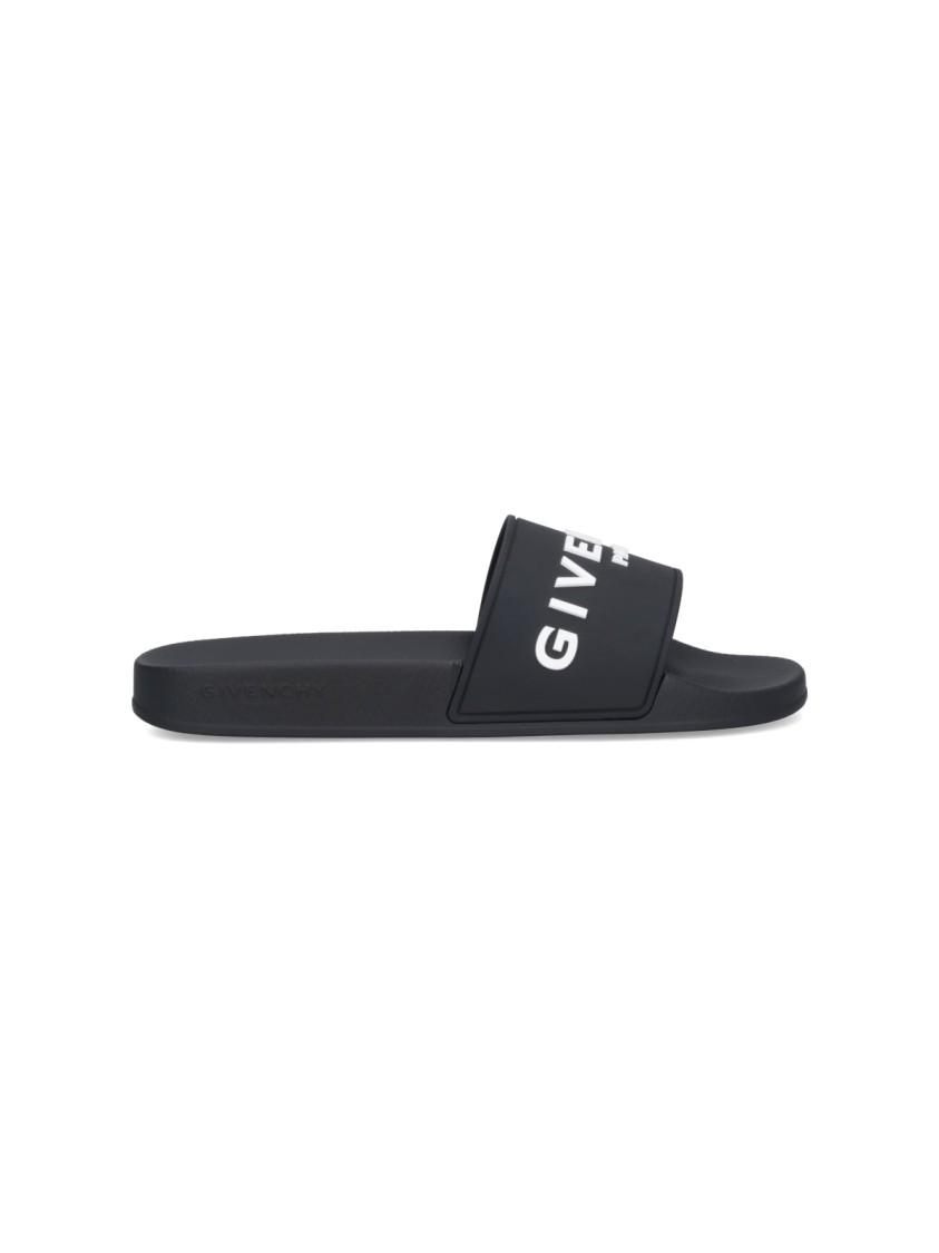 Black Logo-Print Pool Slides Product Image