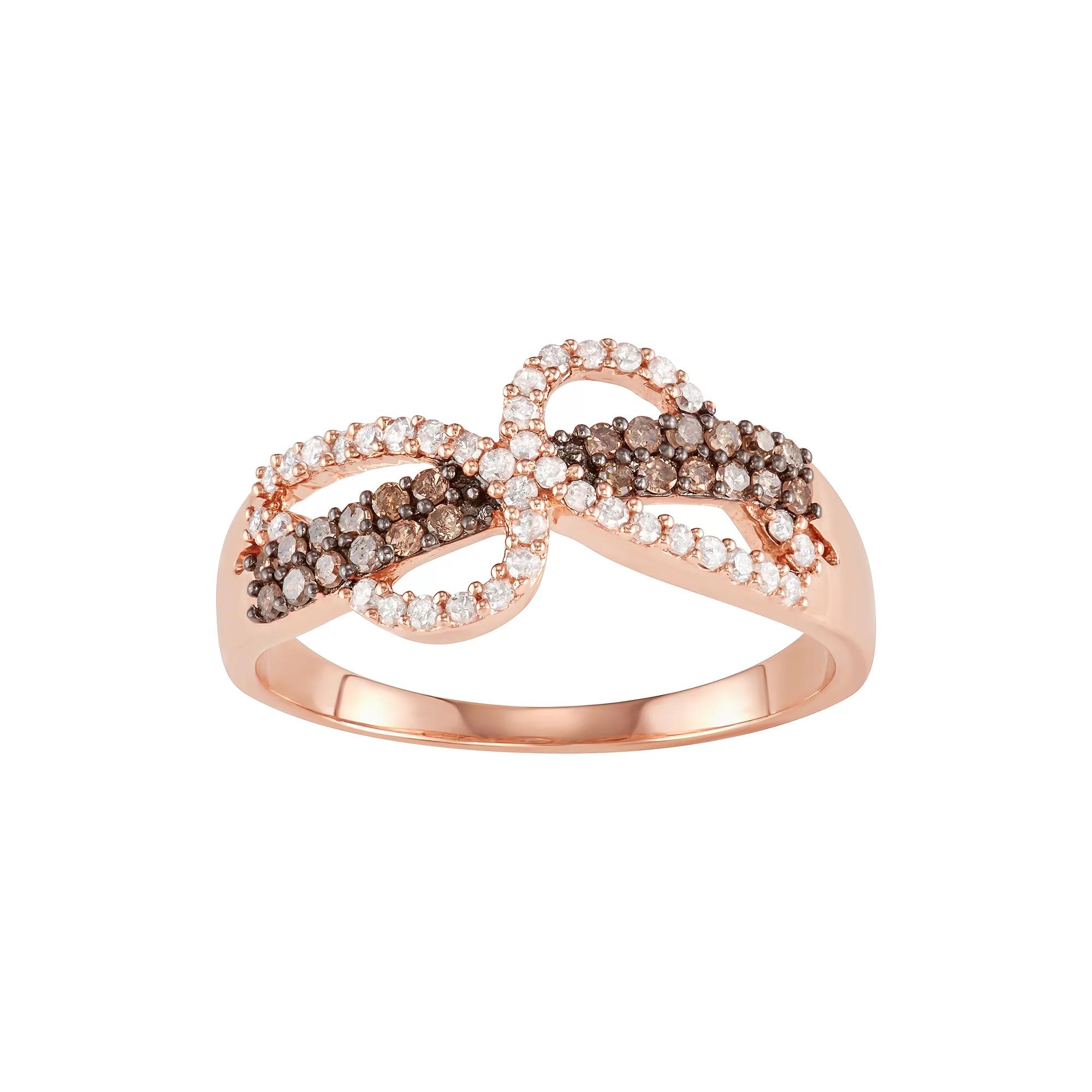 10k Rose Gold 1/3 Carat T.W. White & Brown Diamond Ring, Women's, Size: 9, 10k Pink Product Image