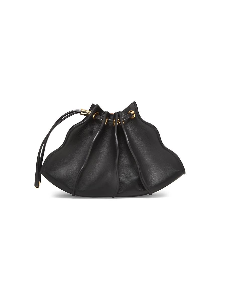 Womens Adria Pleated Wave Leather Wristlet Product Image