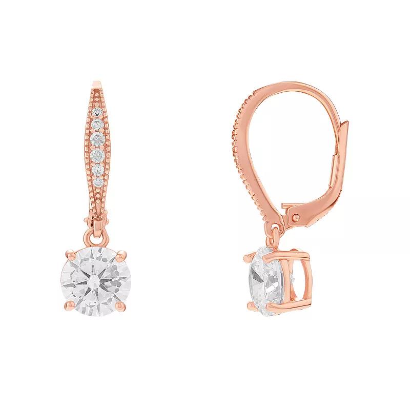 PRIMROSE Sterling Silver Cubic Zirconia Leverback Earrings, Women's, Pink Over Sterling Product Image