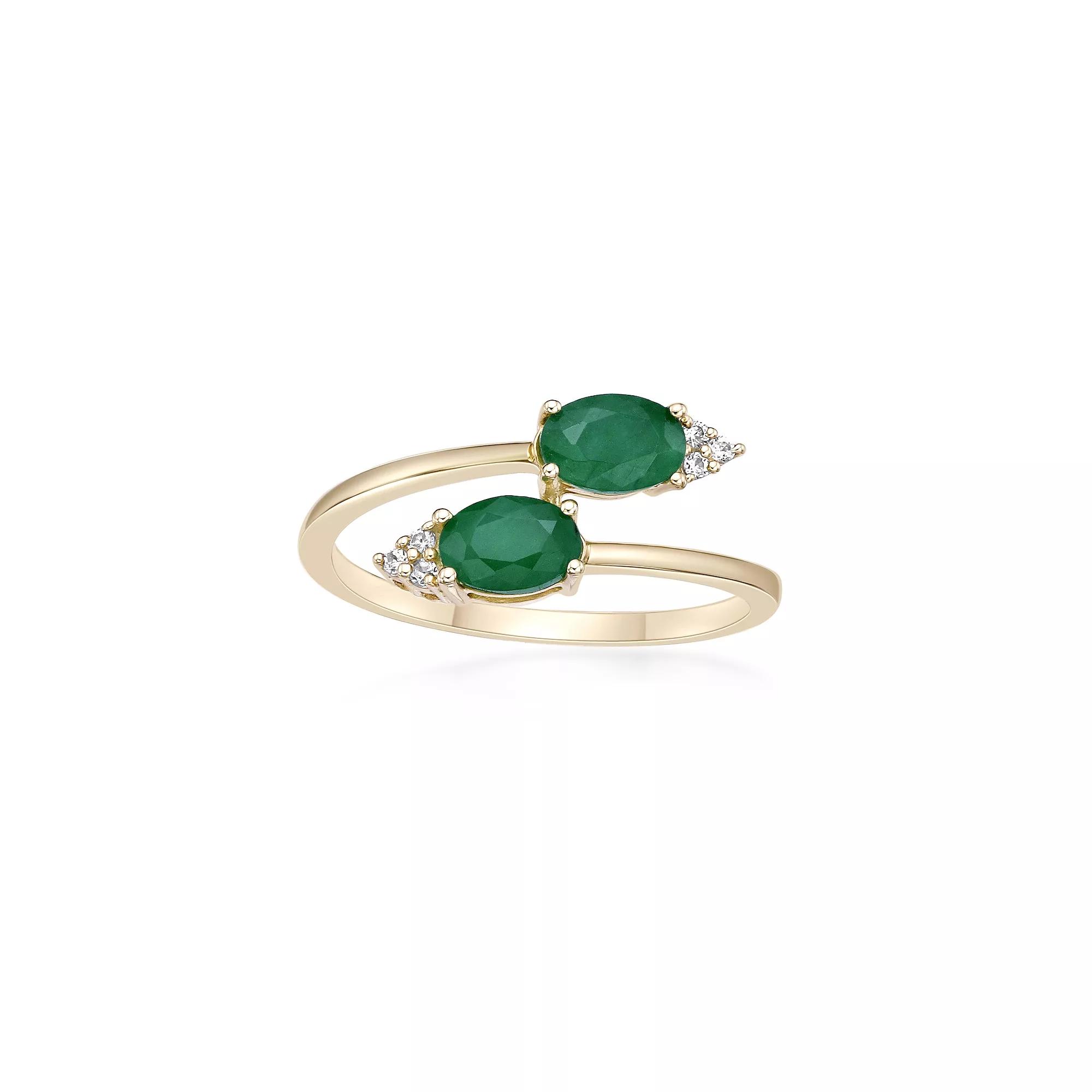 Gemminded 10k Gold Emerald & Diamond Accent Ring, Women's, Size: 9 Product Image