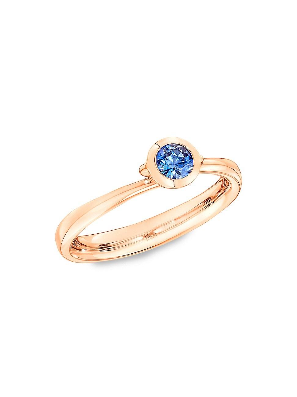 Womens Bouton 18K Rose Gold & Blue Sapphire Ring Product Image