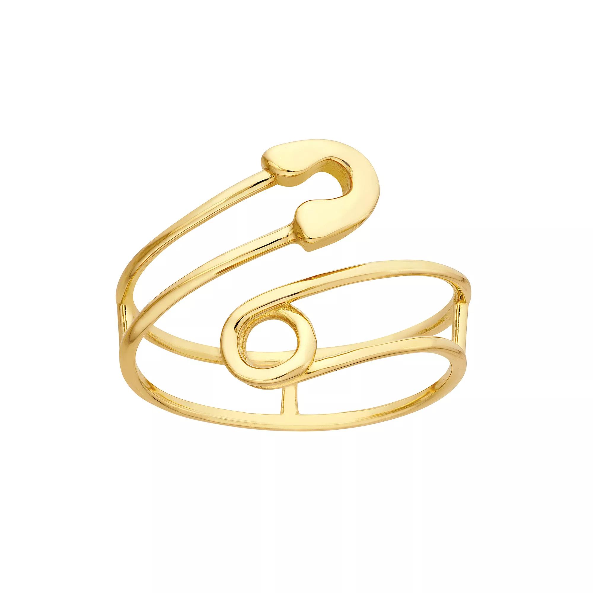 14k Gold Bypass Safety Pin Ring, Women's, Size: 7 Product Image