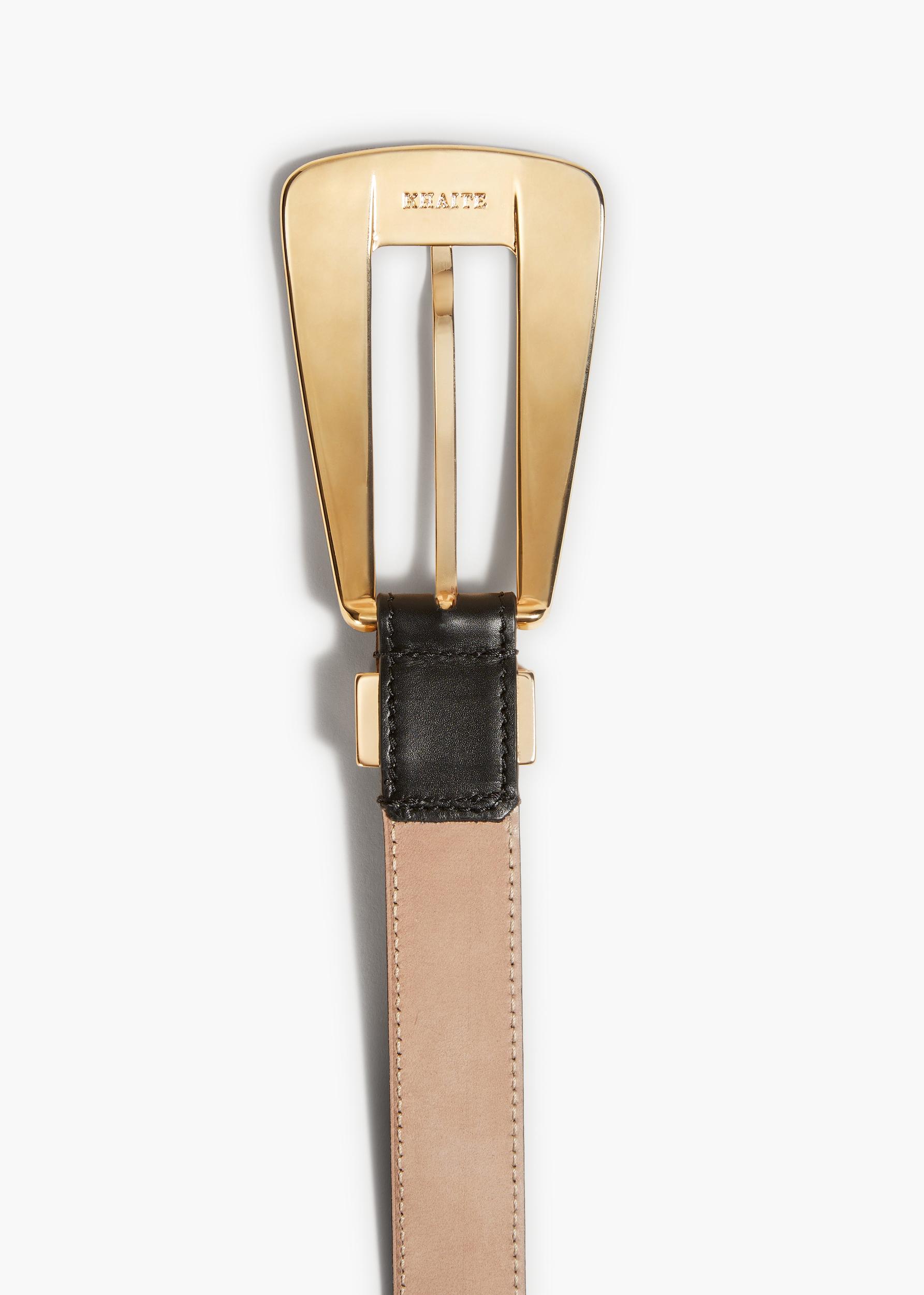 Lucca Belt in Black Leather with Gold Product Image