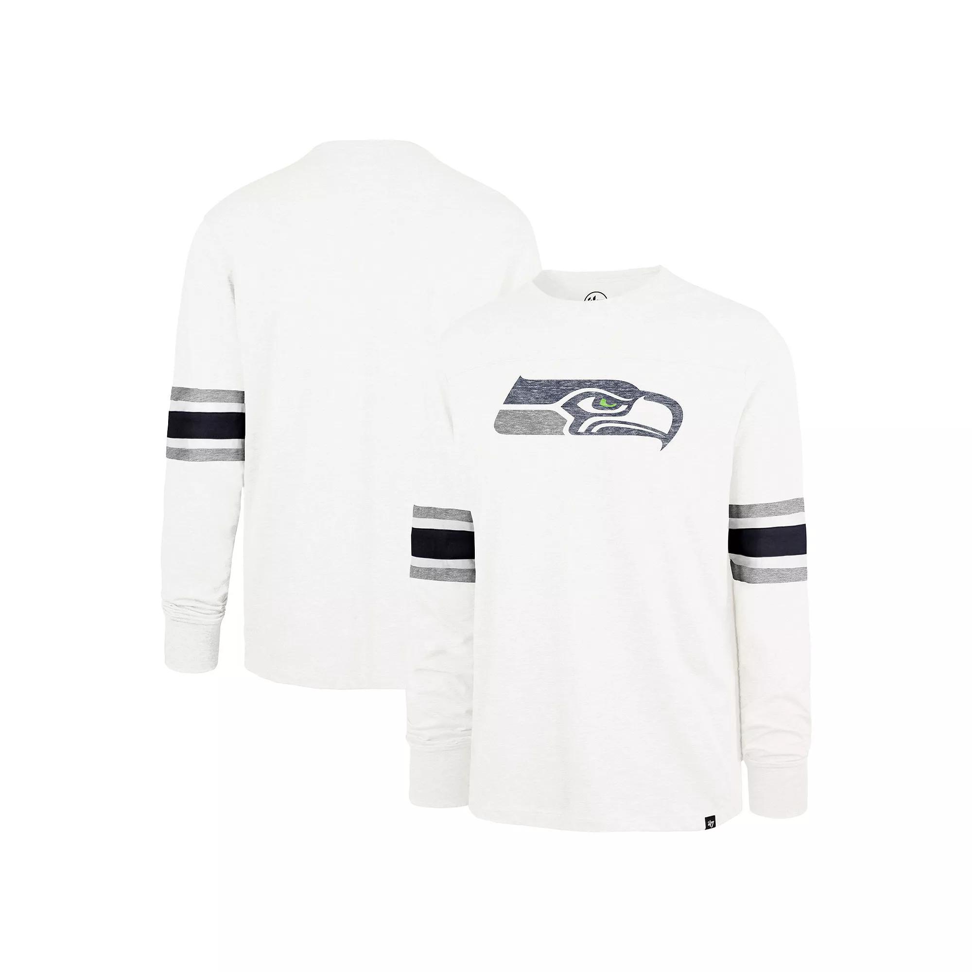Men's '47 White Seattle Seahawks Gridiron Premier Brex Long Sleeve T-Shirt,  Product Image