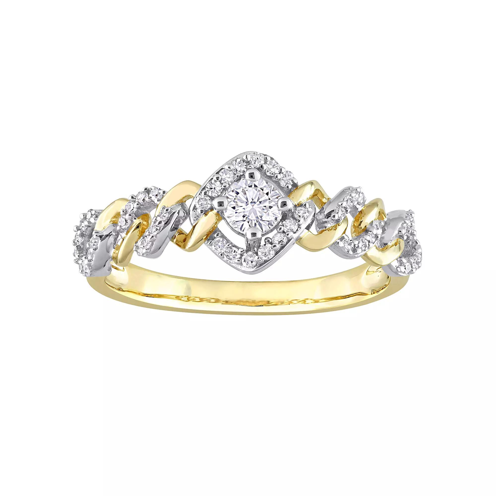 Stella Grace 10k Two-Tone Gold 1/3 Carat T.W. Diamond Link Halo Engagement Ring, Women's, Size: 9, 10k Gold Product Image