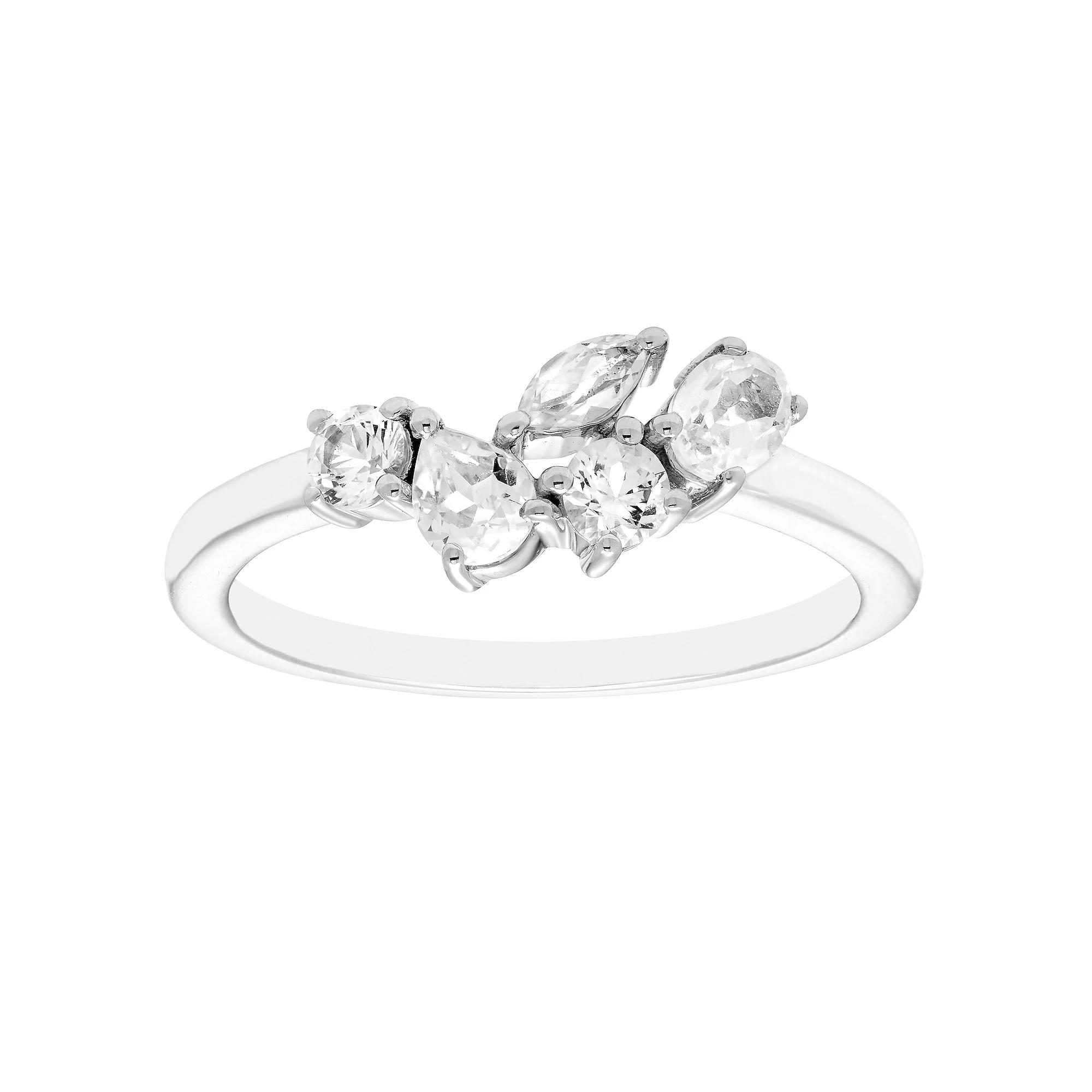 Boston Bay Diamonds Sterling Silver Lab-Created White Sapphire Cluster Ring, Women's, Size: 7, Created White Blue Product Image