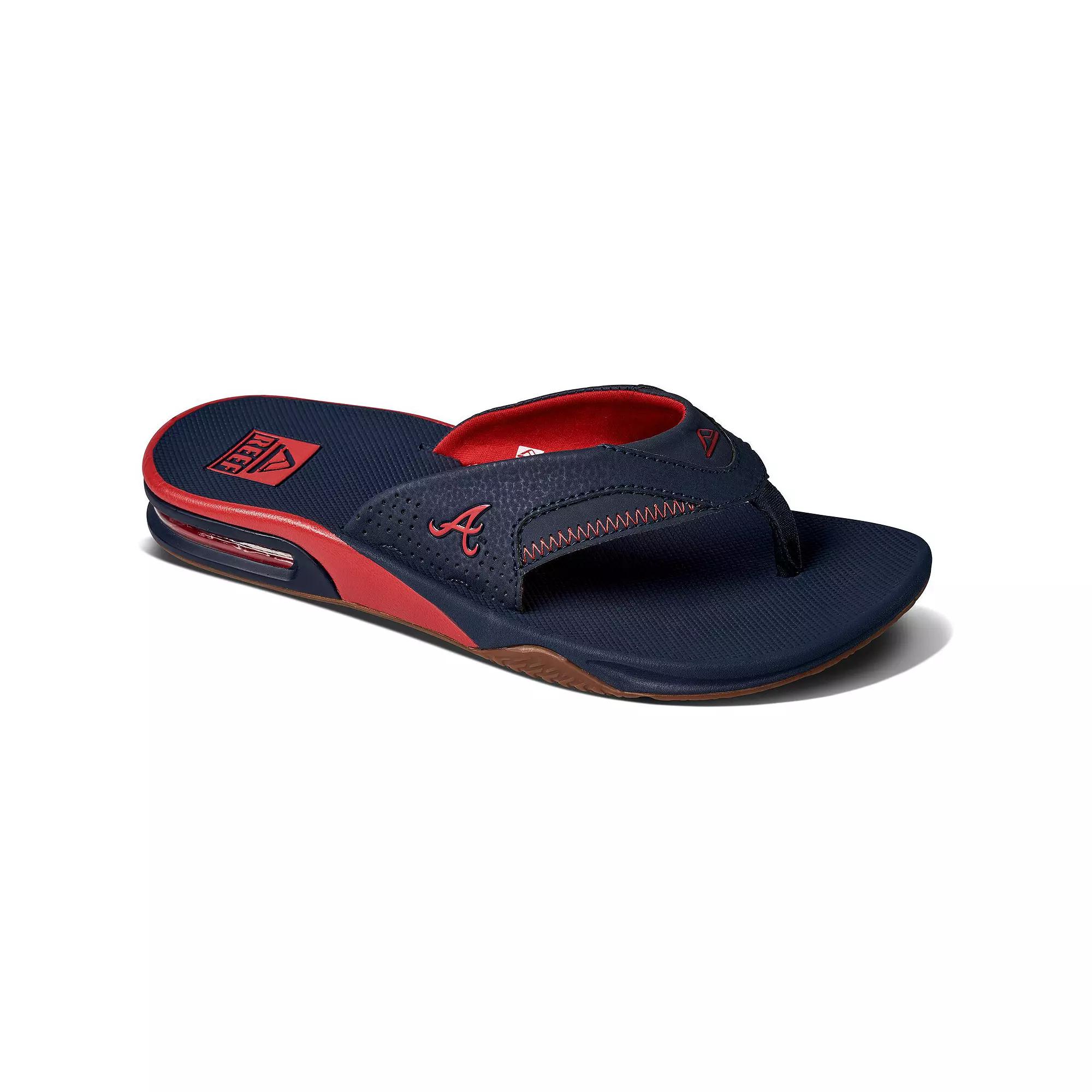 Men's REEF Atlanta Braves Fanning Bottle Opener Sandals,  Product Image