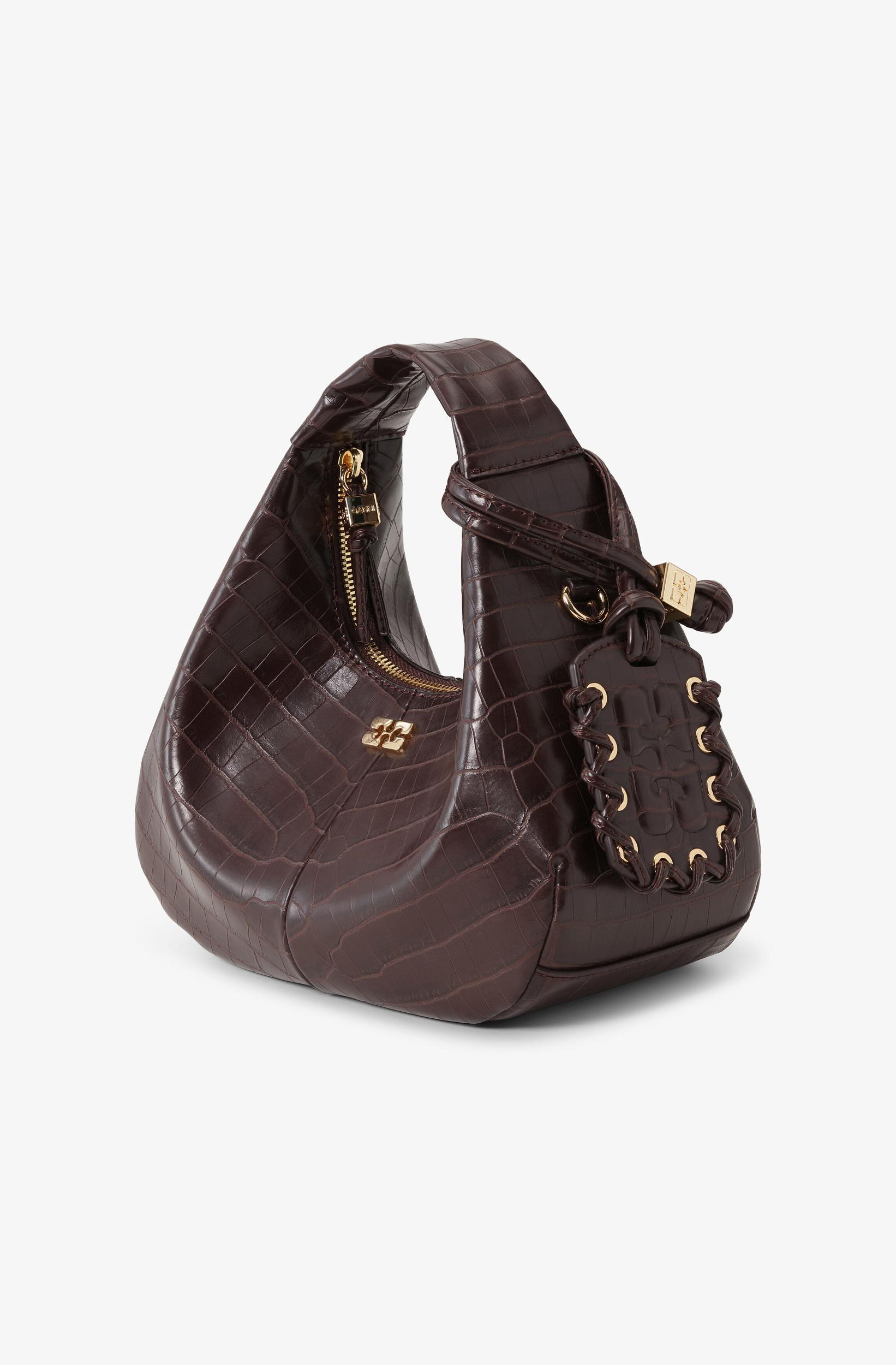 Brown Croco Mini Hobo Bag Product Image