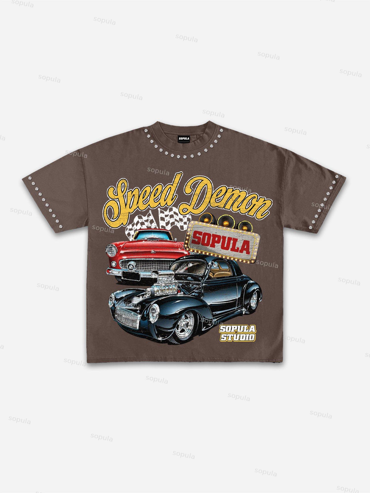 Speed Demon Racing Graphic Cotton T-shirt Product Image