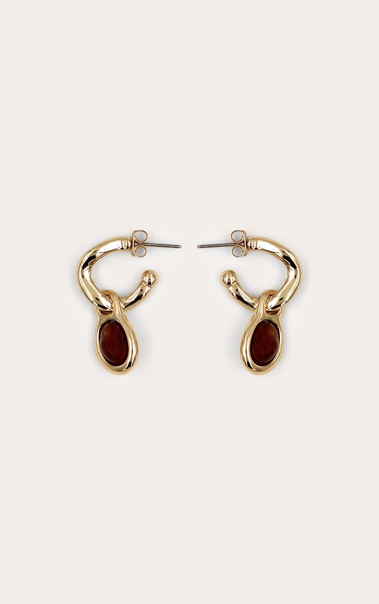 Gold Draped Resin Garnet Mini Hoop Earrings Product Image