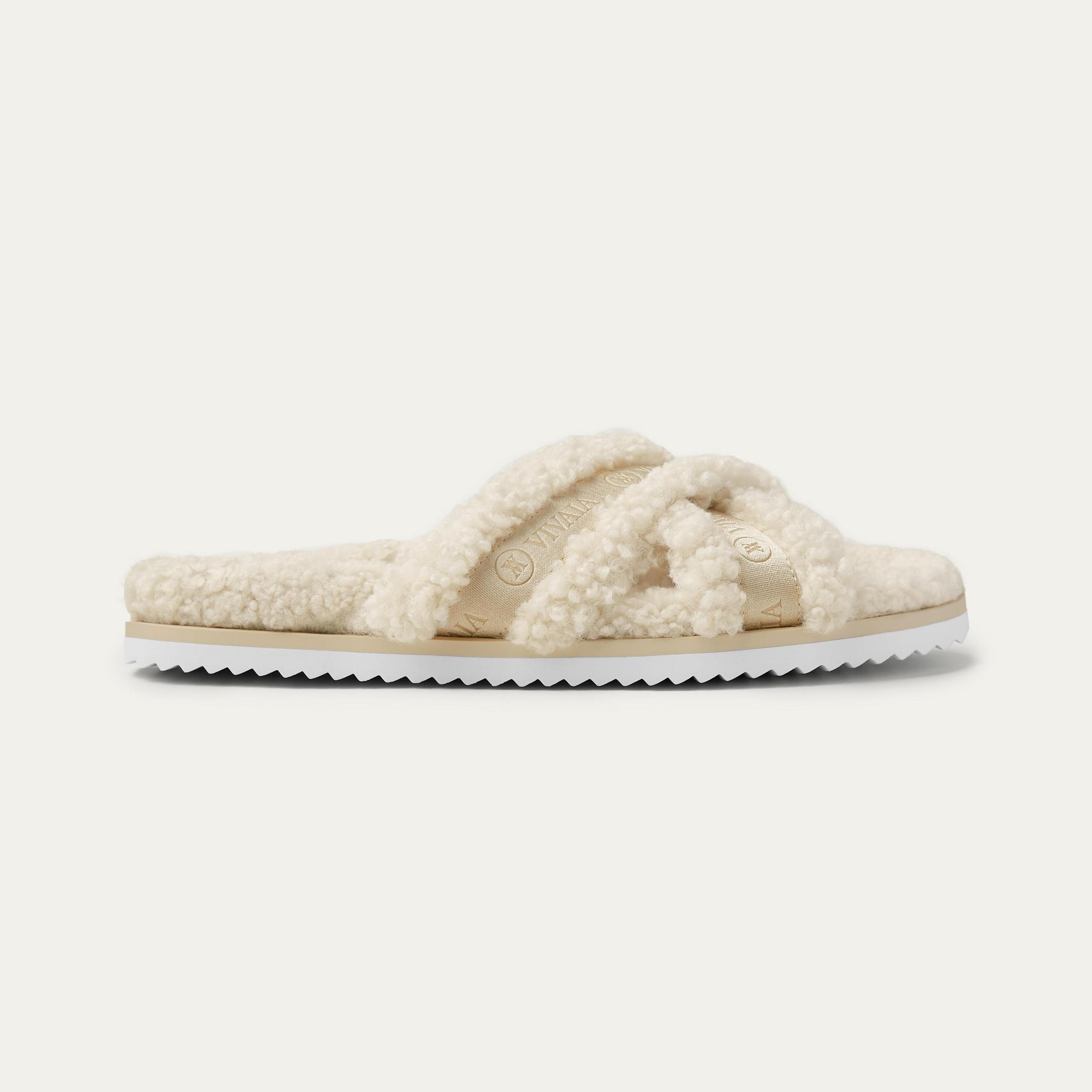 Furry Criss-Cross Strap Slippers (Hannah) Product Image