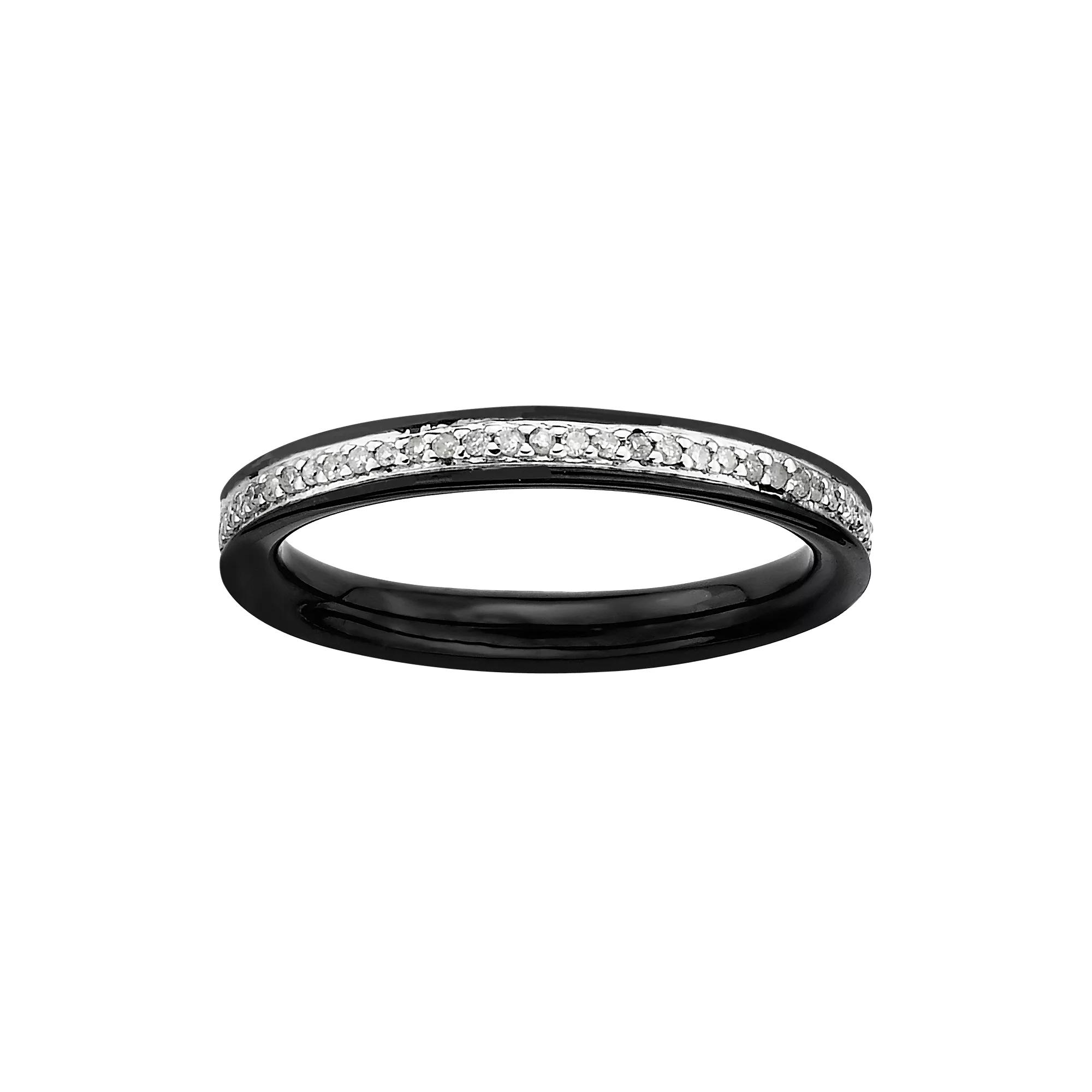 Stacks & Stones Ruthenium-Plated Sterling Silver 1/5-ct. T.W. Diamond Stack Ring, Women's Product Image