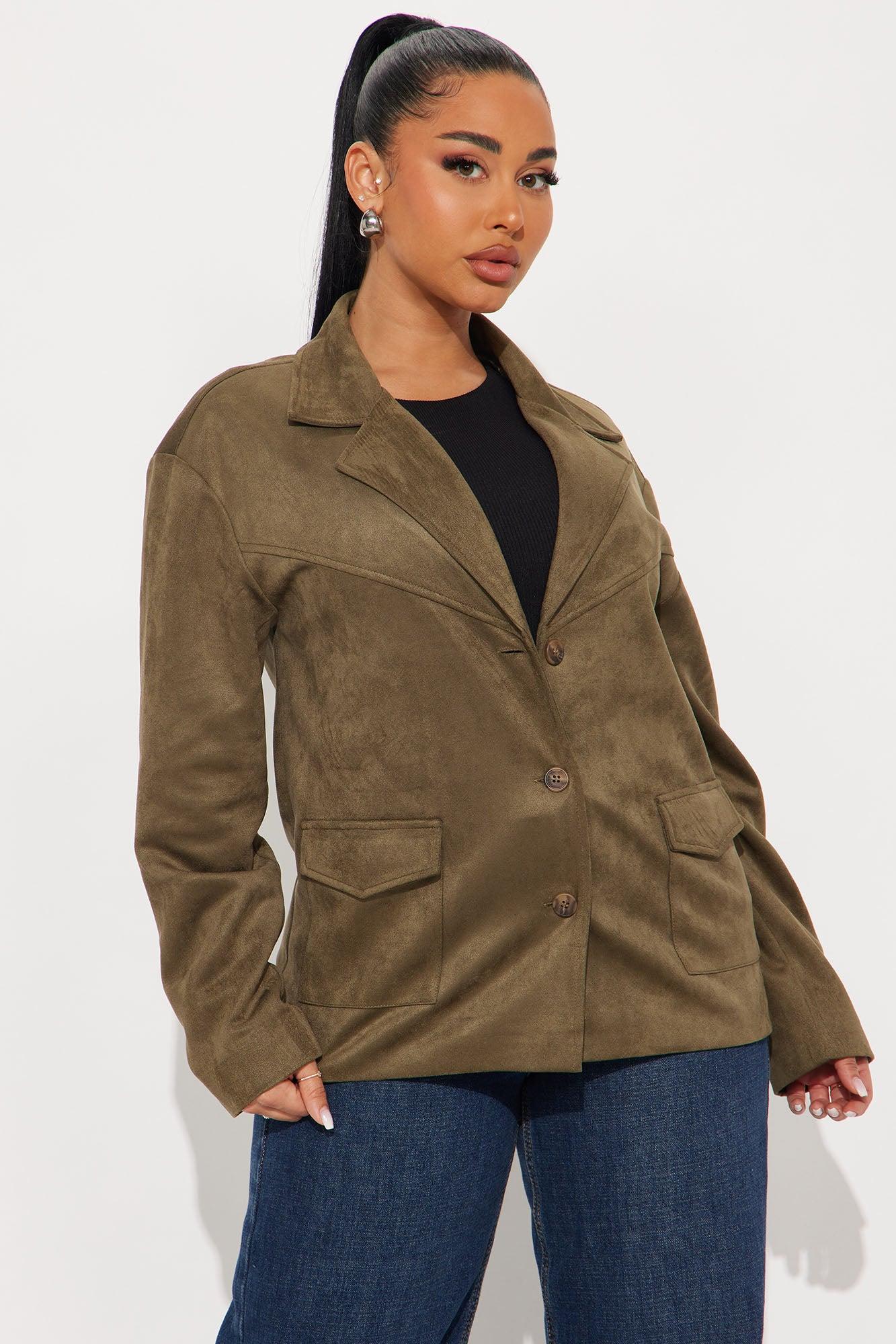 Everyday Casual Faux Suede Shacket - Olive Product Image
