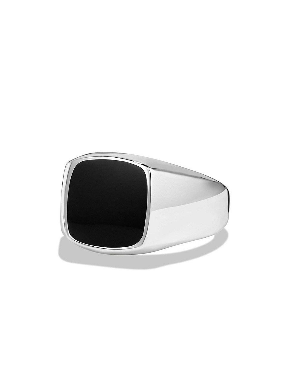 Mens Exotic Stone Signet Ring in Sterling Silver Product Image