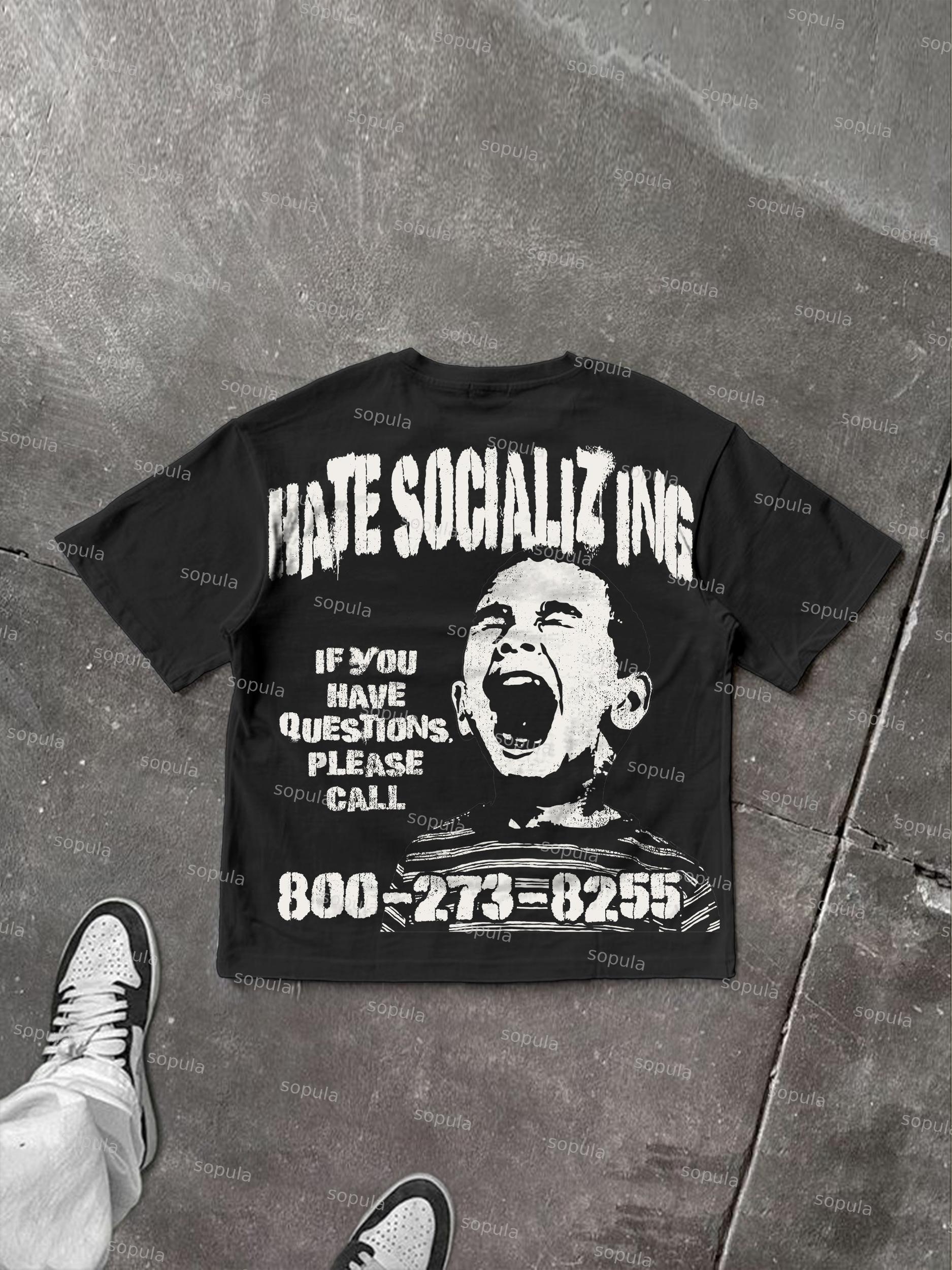 Mental Health Counseling Hate Socializing Vintage Graphic Cotton T-shirt Product Image