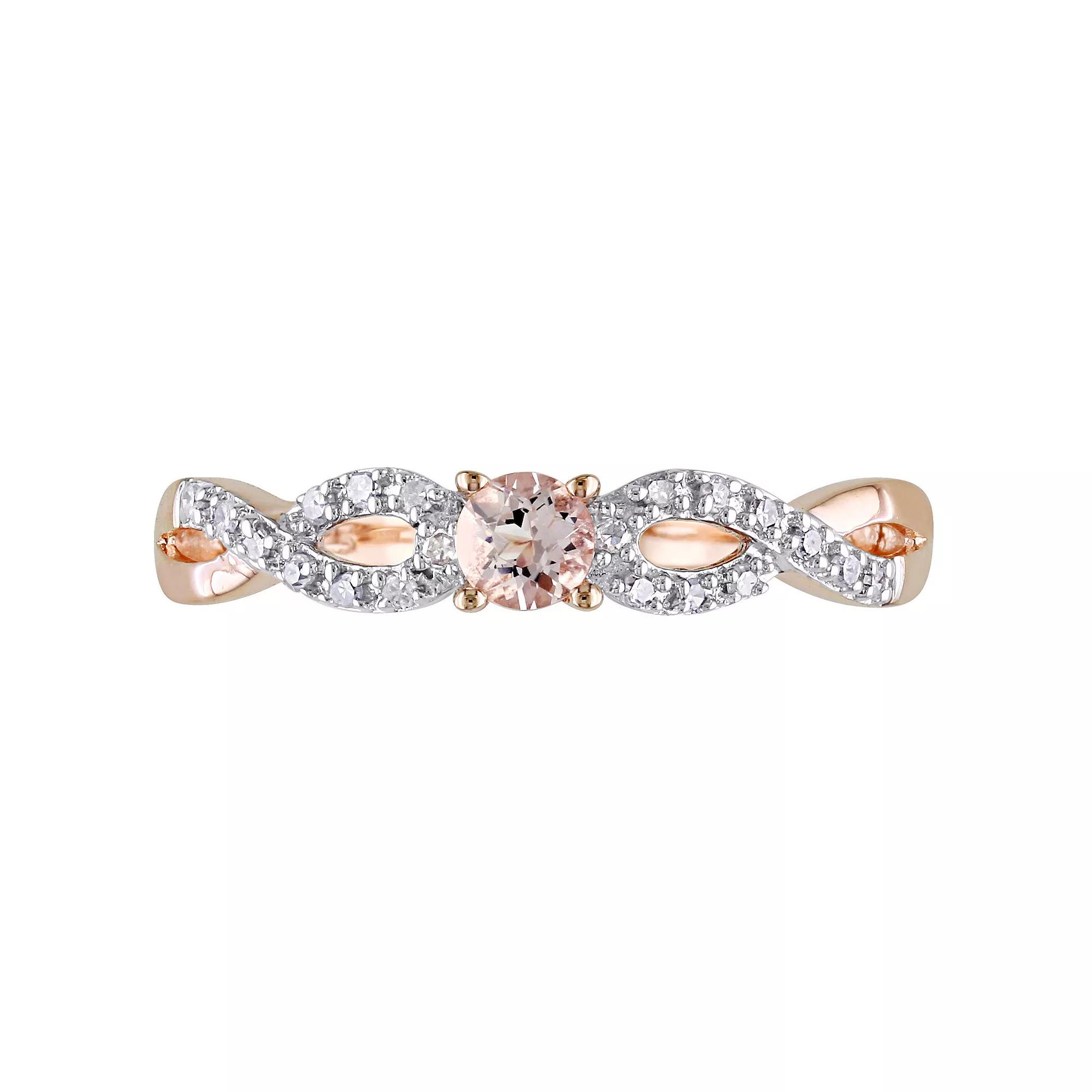 Stella Grace Rose Rhodium-Plated Sterling Silver Morganite and Diamond Accent Infinity Ring, Womens Pink Product Image