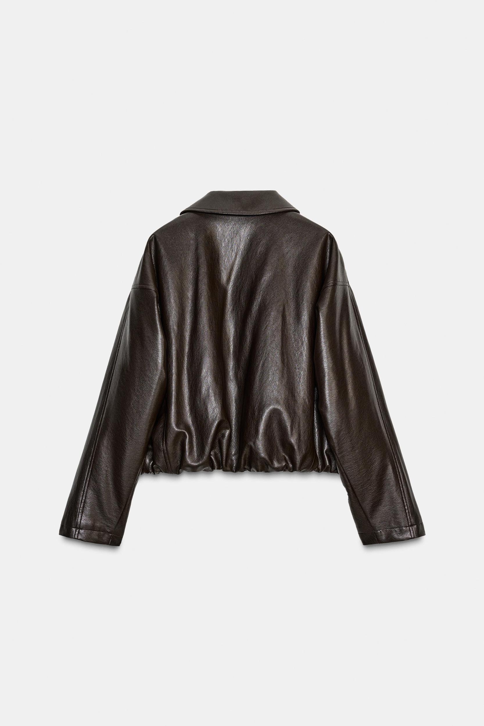 FAUX LEATHER BOMBER JACKET Product Image