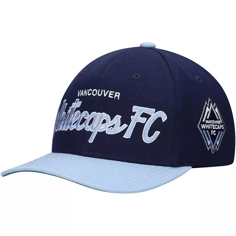 Men's Mitchell & Ness Deep Sea Blue Vancouver Whitecaps FC Team Script 2.0 Stretch Snapback Hat, Vwc Blue Product Image