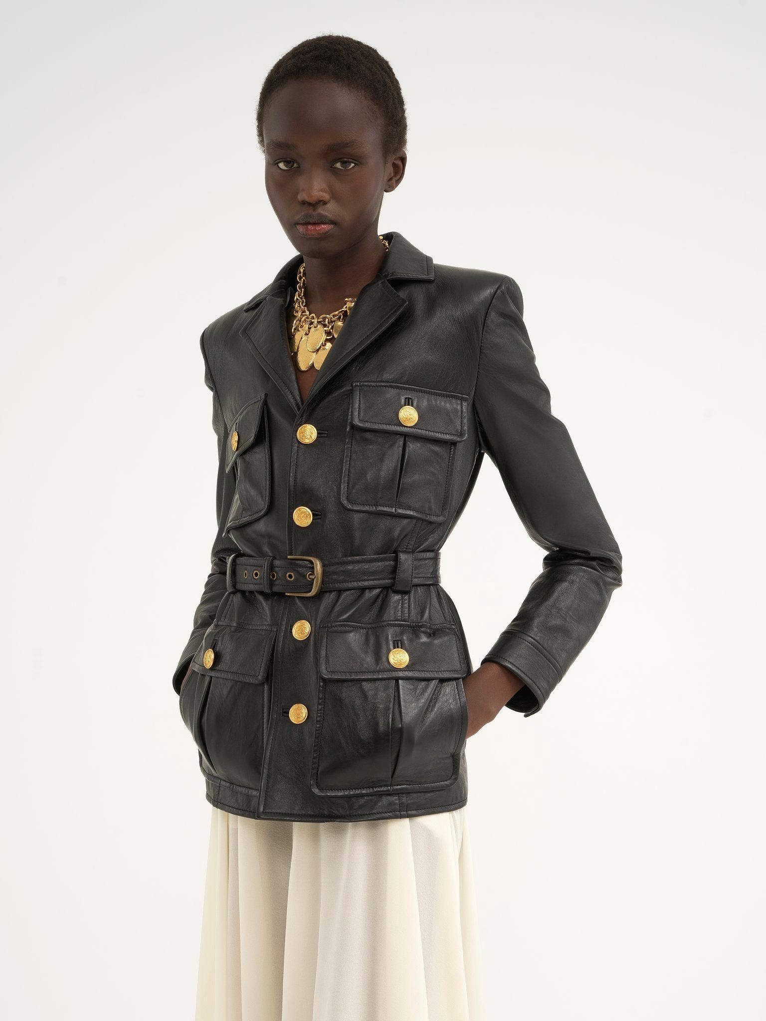 Utilitarian jacket in leather Product Image