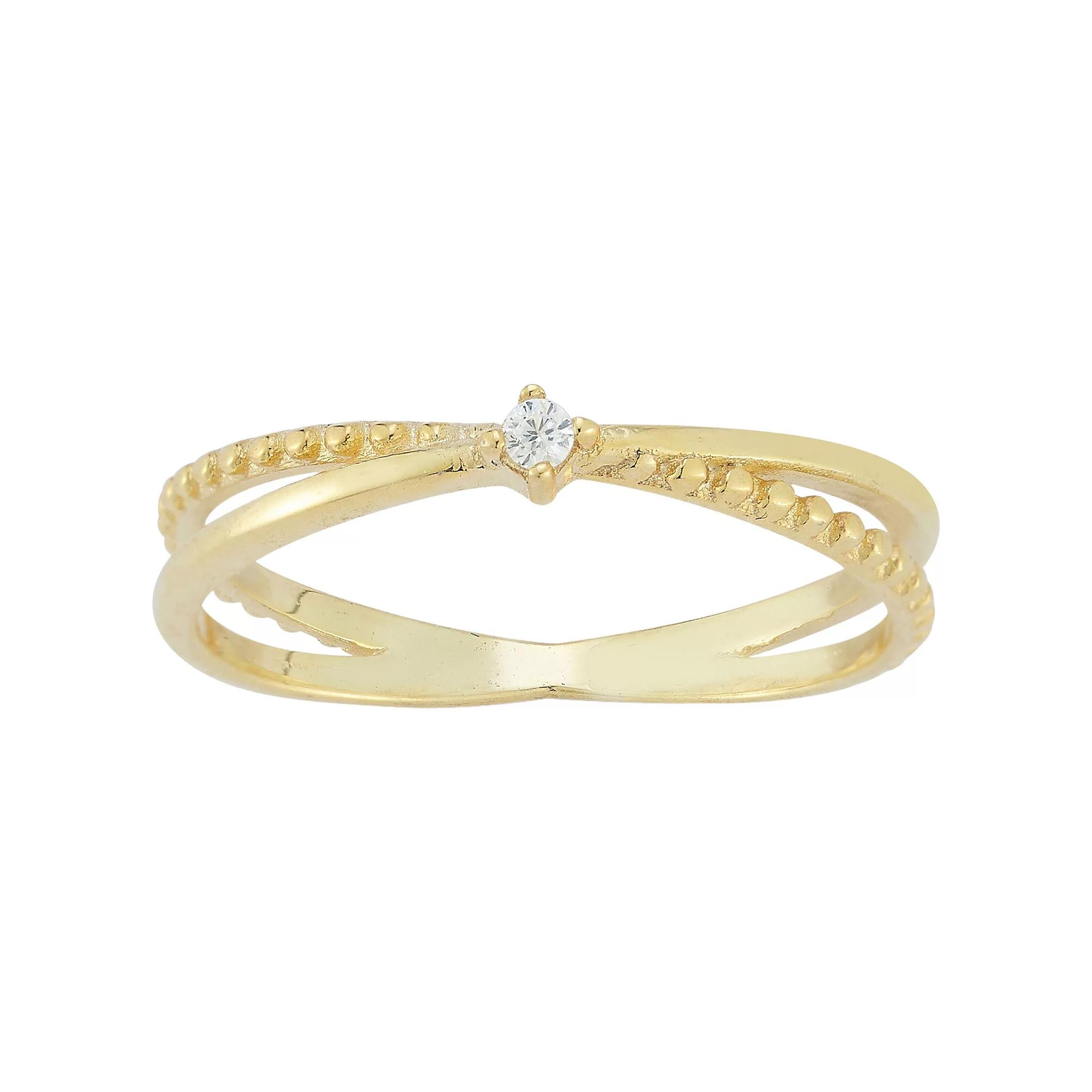 Sunkissed Sterling Cubic Zirconia Heart Signet Ring, Women's, Size: 7, Gold Tone Product Image