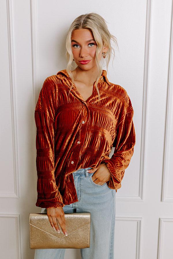 Amazing Views Velvet Top in Rust Product Image
