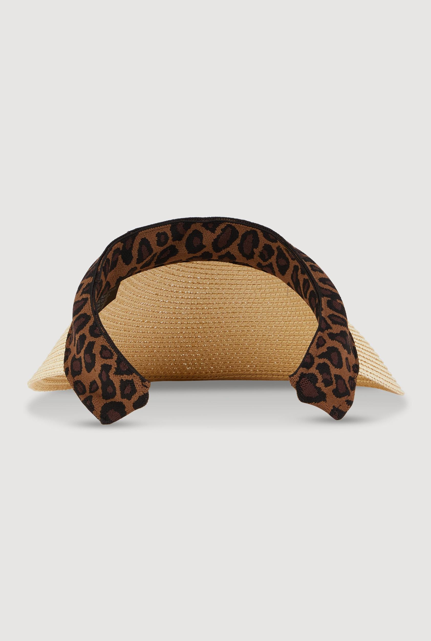 Straw Visor with Leopard Print Band Female Product Image