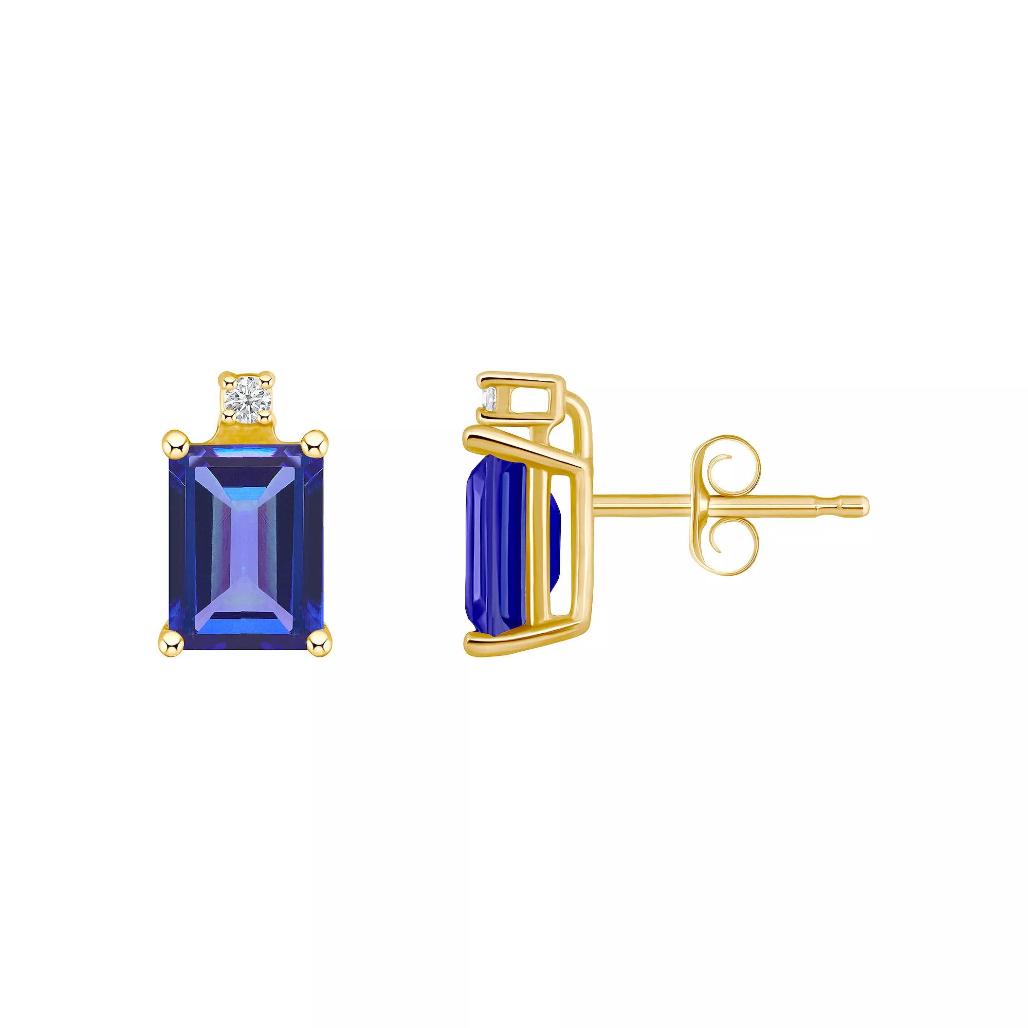 Celebration Gems 14k Gold Gemstone & Diamond Accent Stud Earrings, Women's, Tanzanite Product Image