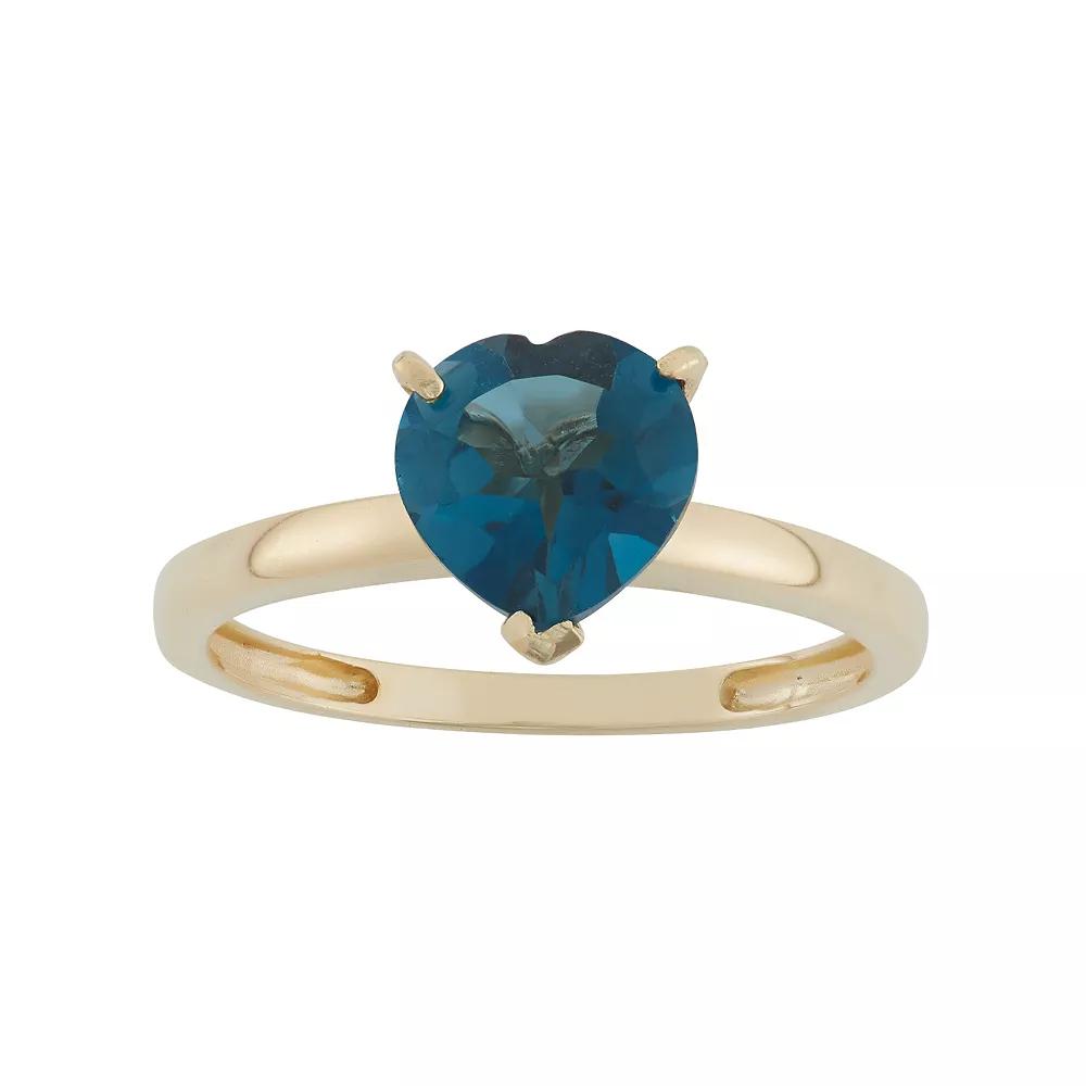 Designs by Gioelli London Blue Topaz 10k Gold Heart Ring, Women's, Size: 7 Product Image