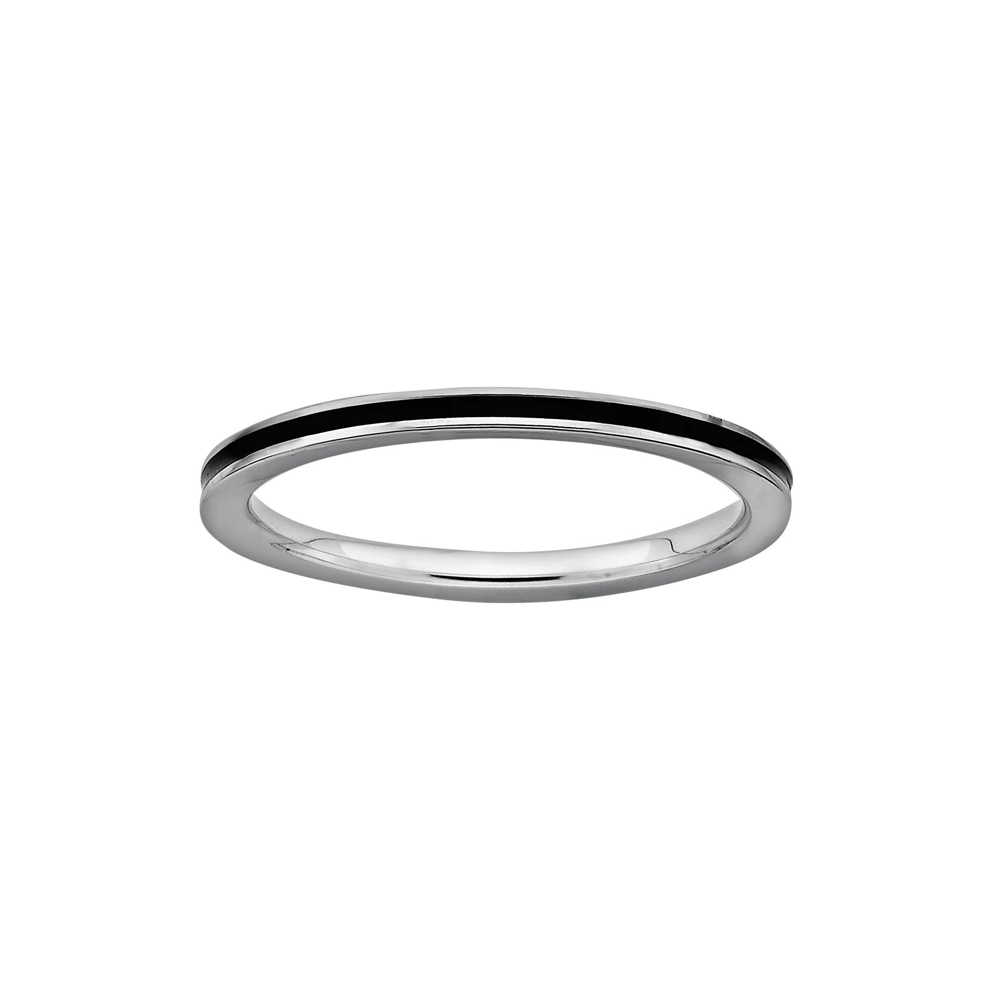 Stacks & Stones Sterling Silver Black Enamel Stack Ring, Women's, Size: 9 Product Image