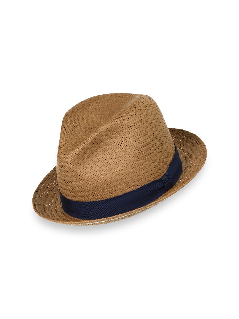 Straw Fedora With Ribbon Band - Tan Product Image