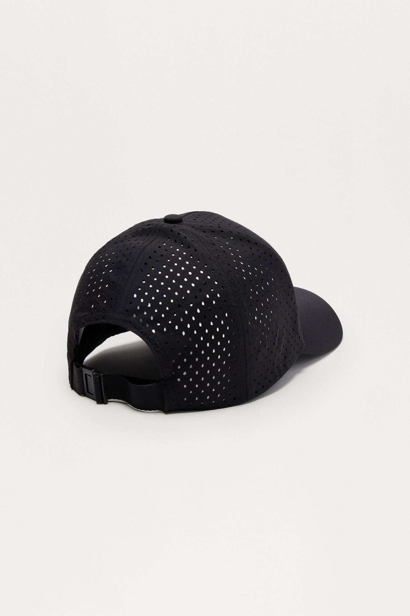 Air Perforated 6 Panel Strapback Hat - Black Male Product Image