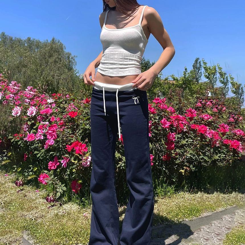 High Rise Bow Print Flared Sweatpants Product Image