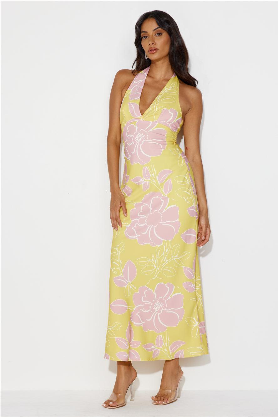 Oasis Hour Halter Maxi Dress Yellow Product Image