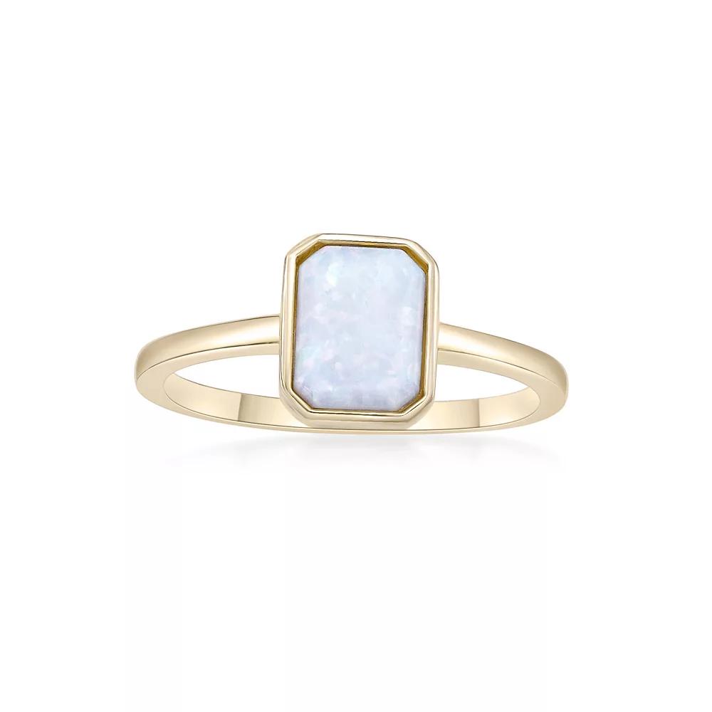 Gemminded 2 Micron Gold Over Silver Lab-Created Opal Ring, Women's, Size: 8, Gold Tone Product Image