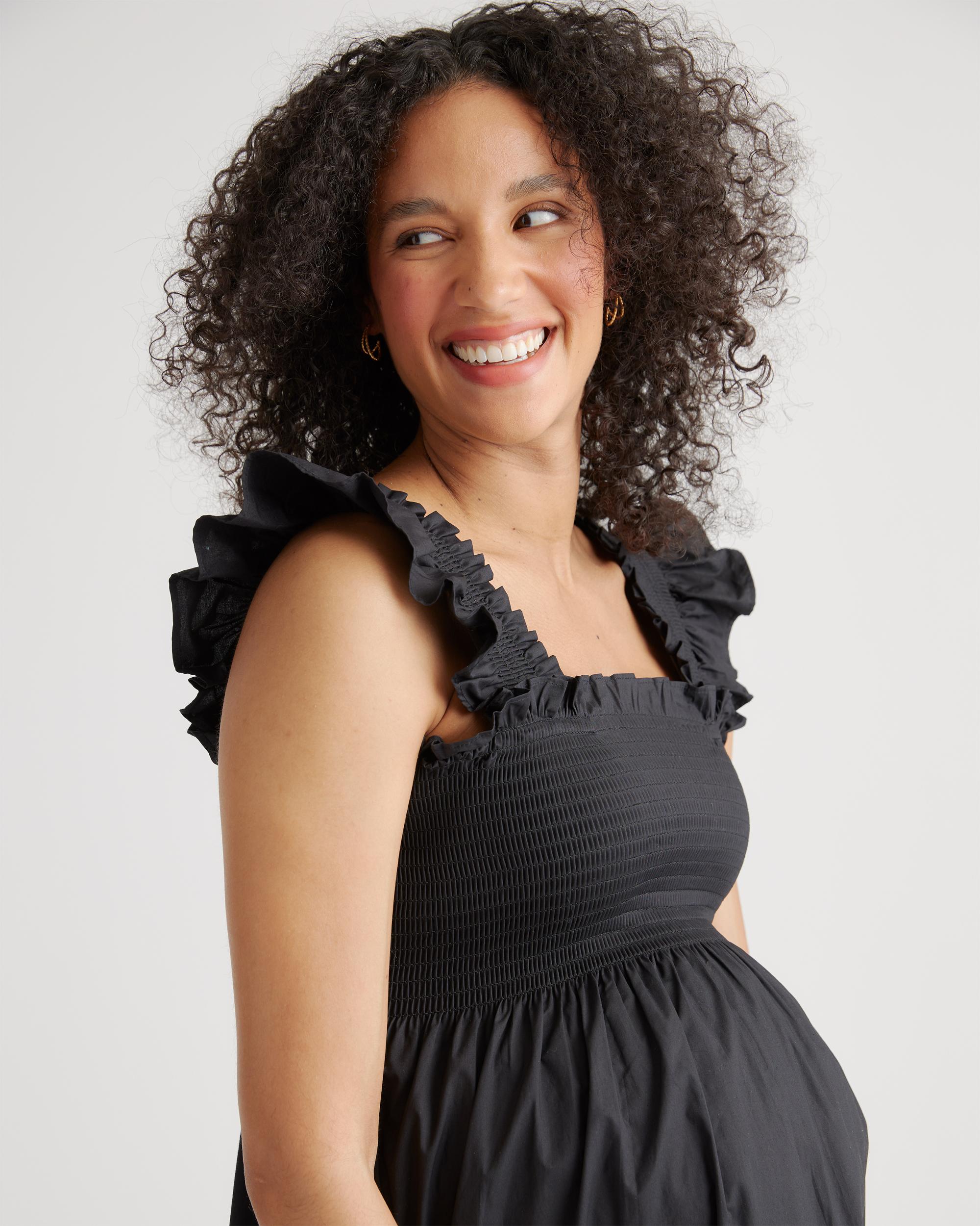 Quince | Women's Poplin Maternity Smocked Midi Dress Size XS, Organic Cotton Product Image