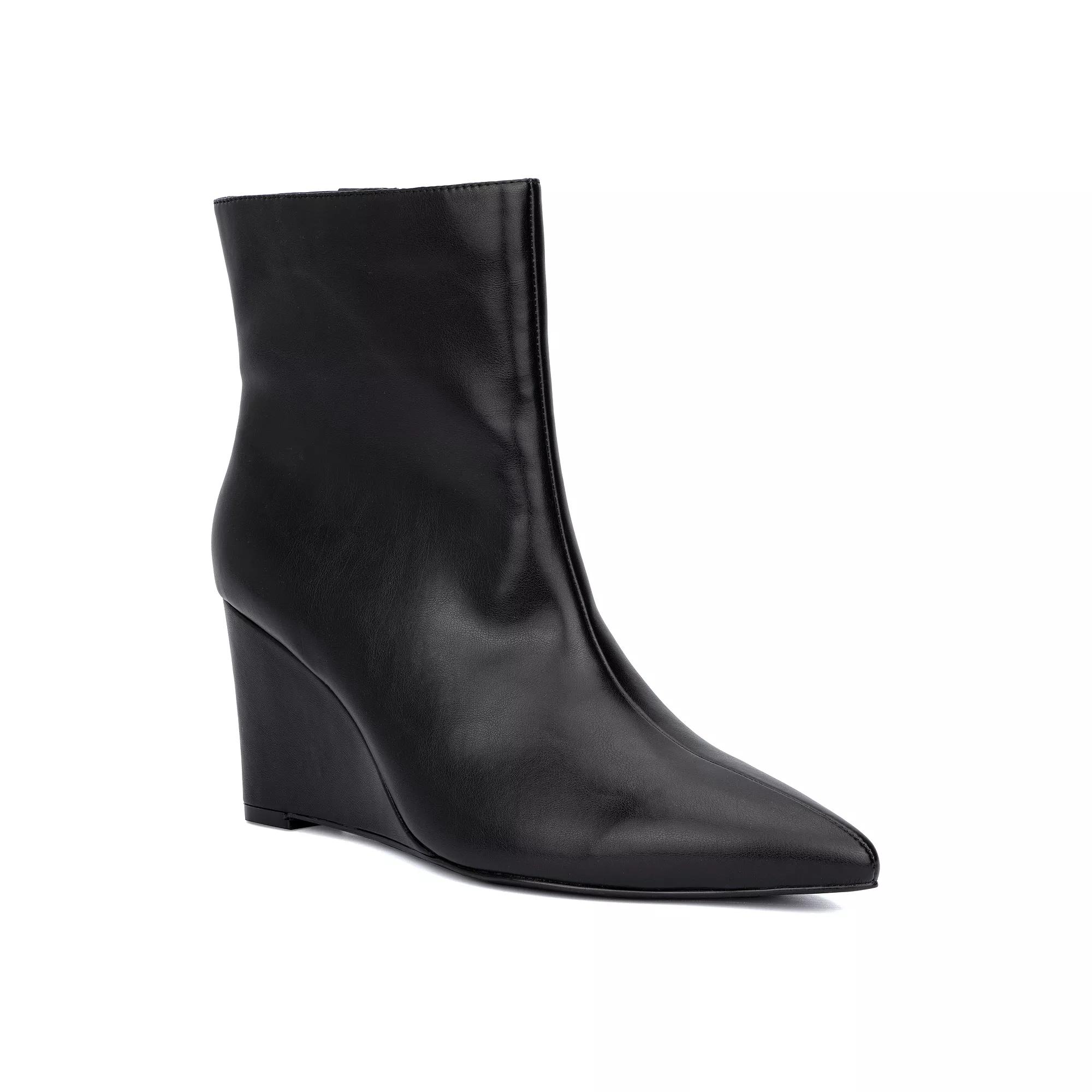 Fashion to Figure Hayley Women's Wedge Ankle Boots, Size: 8 Wide, Black Product Image