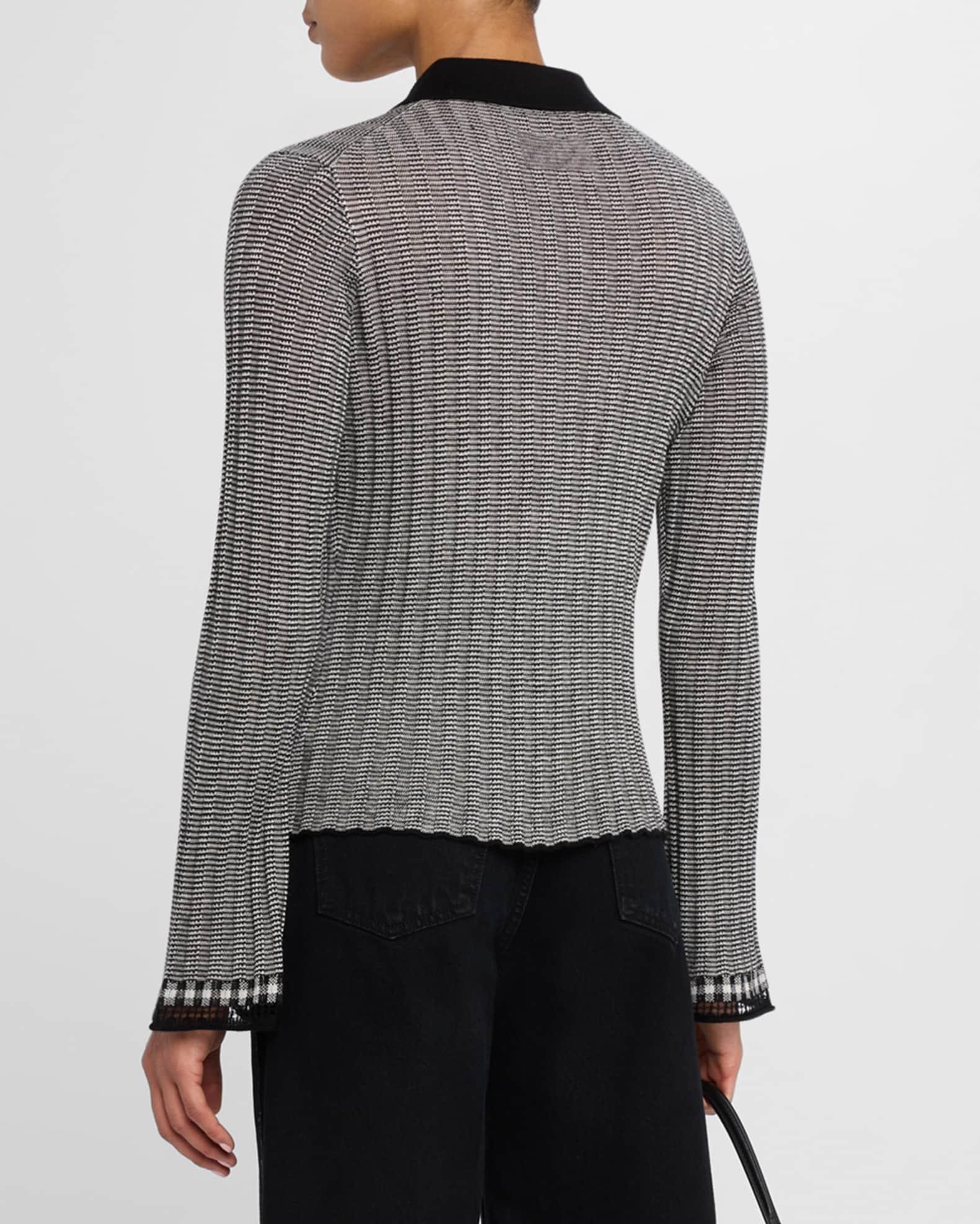 Fine Stripe Silk-Linen Cardigan Product Image