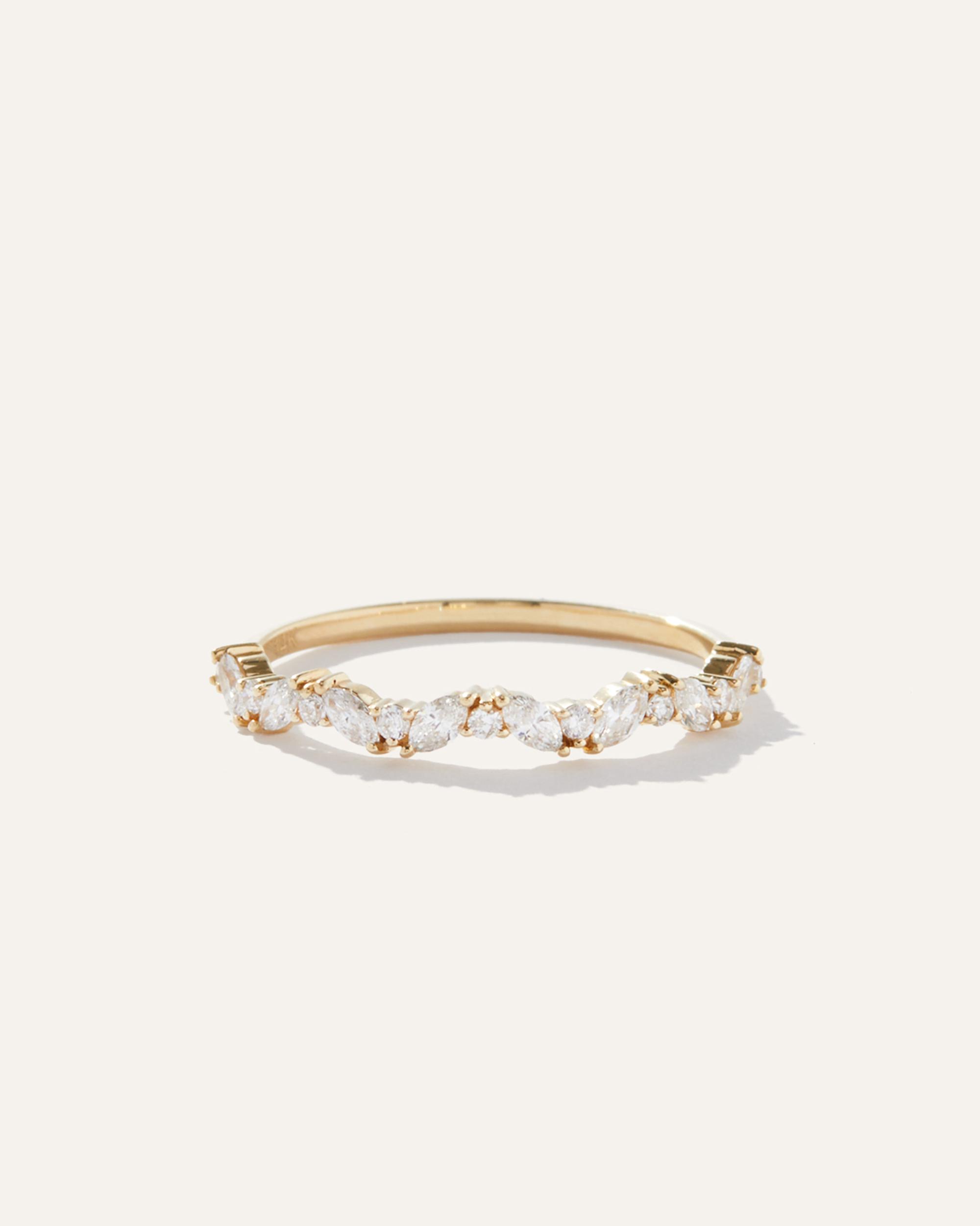 Quince | Women's 14K Gold Diamond Slanted Marquise and Round Band Rings Product Image