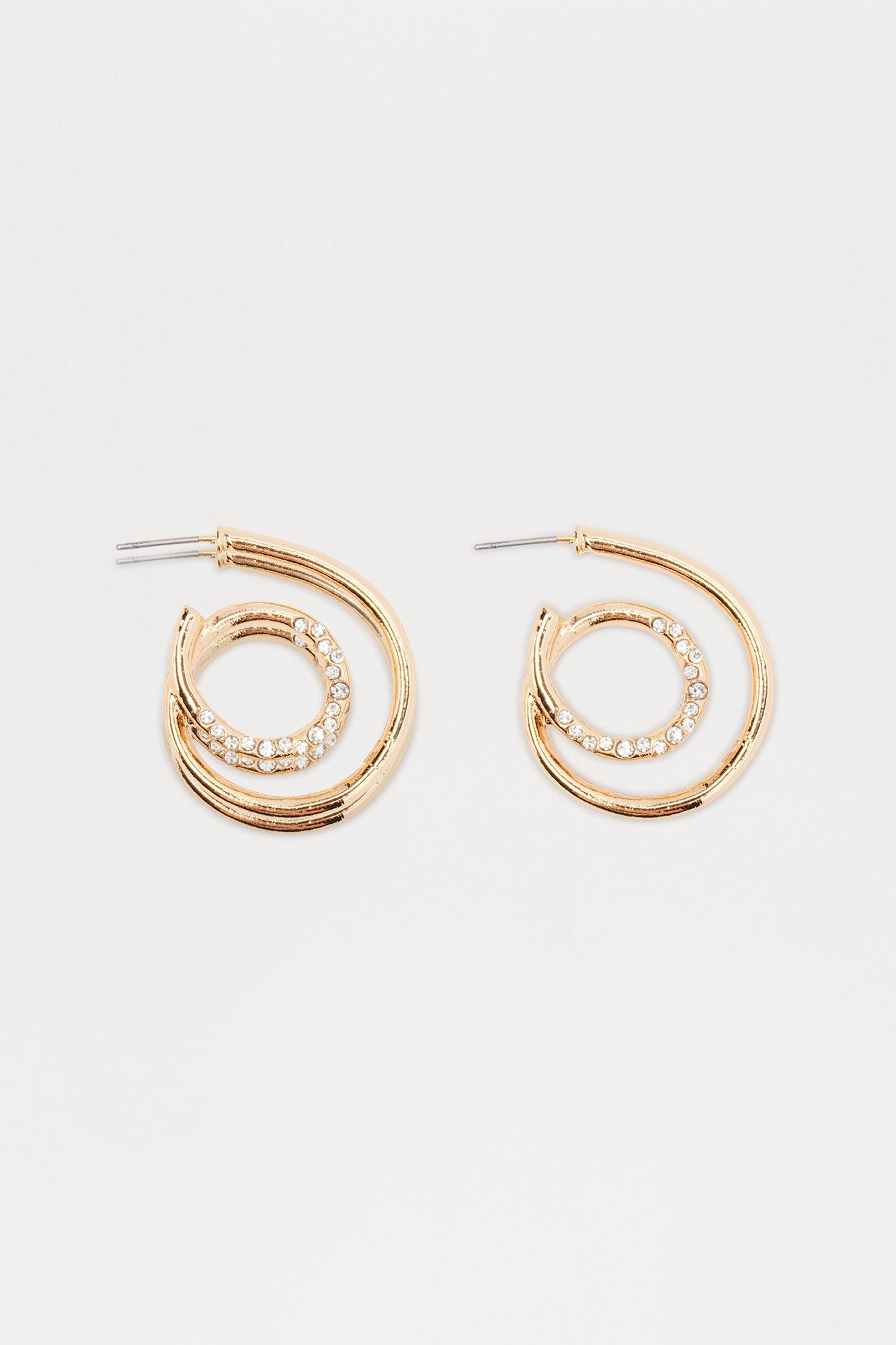 Rowland Rhinestone Trim Hoop Earrings - Gold Female Product Image