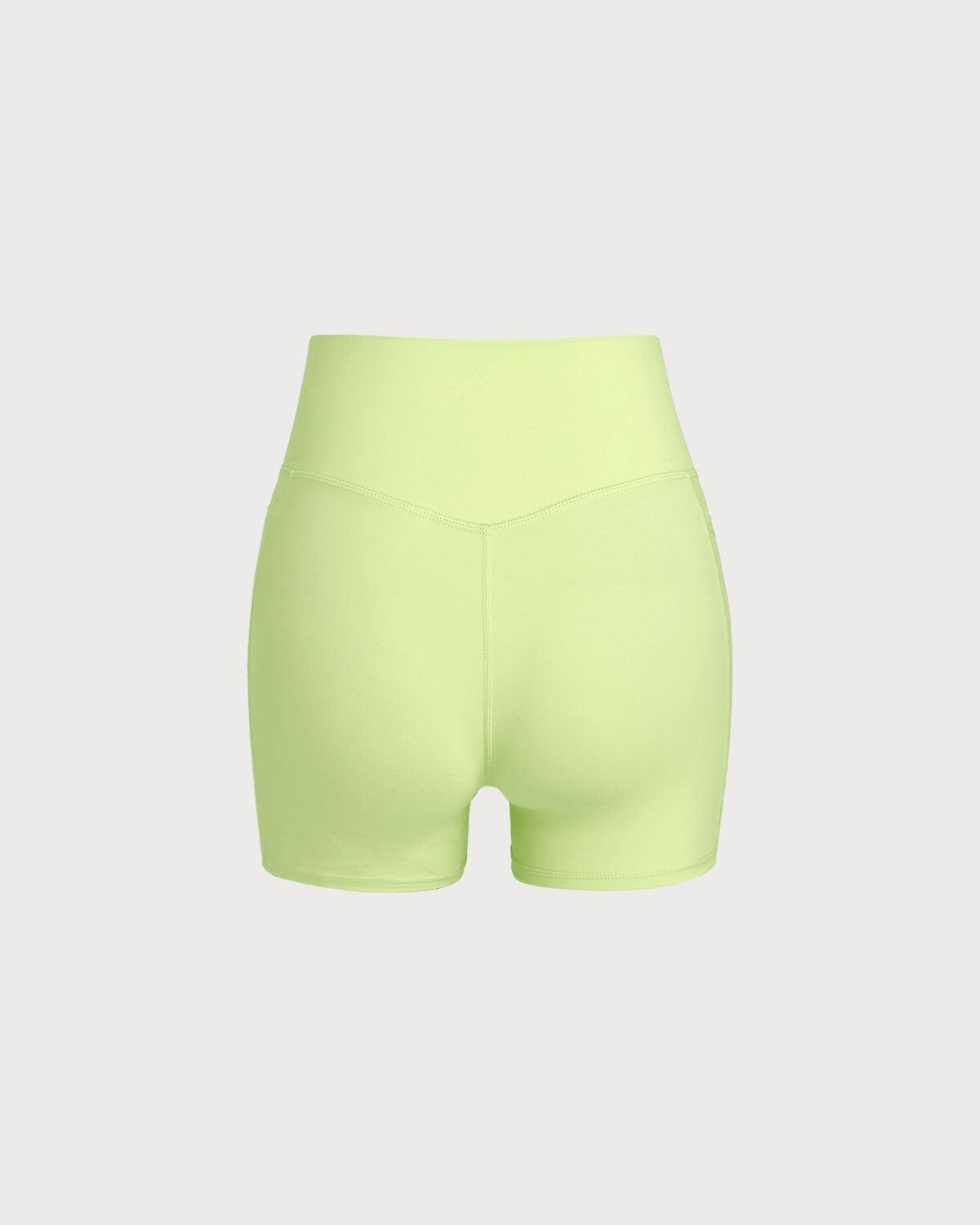 Green Pocket High Waisted Yoga Shorts Product Image