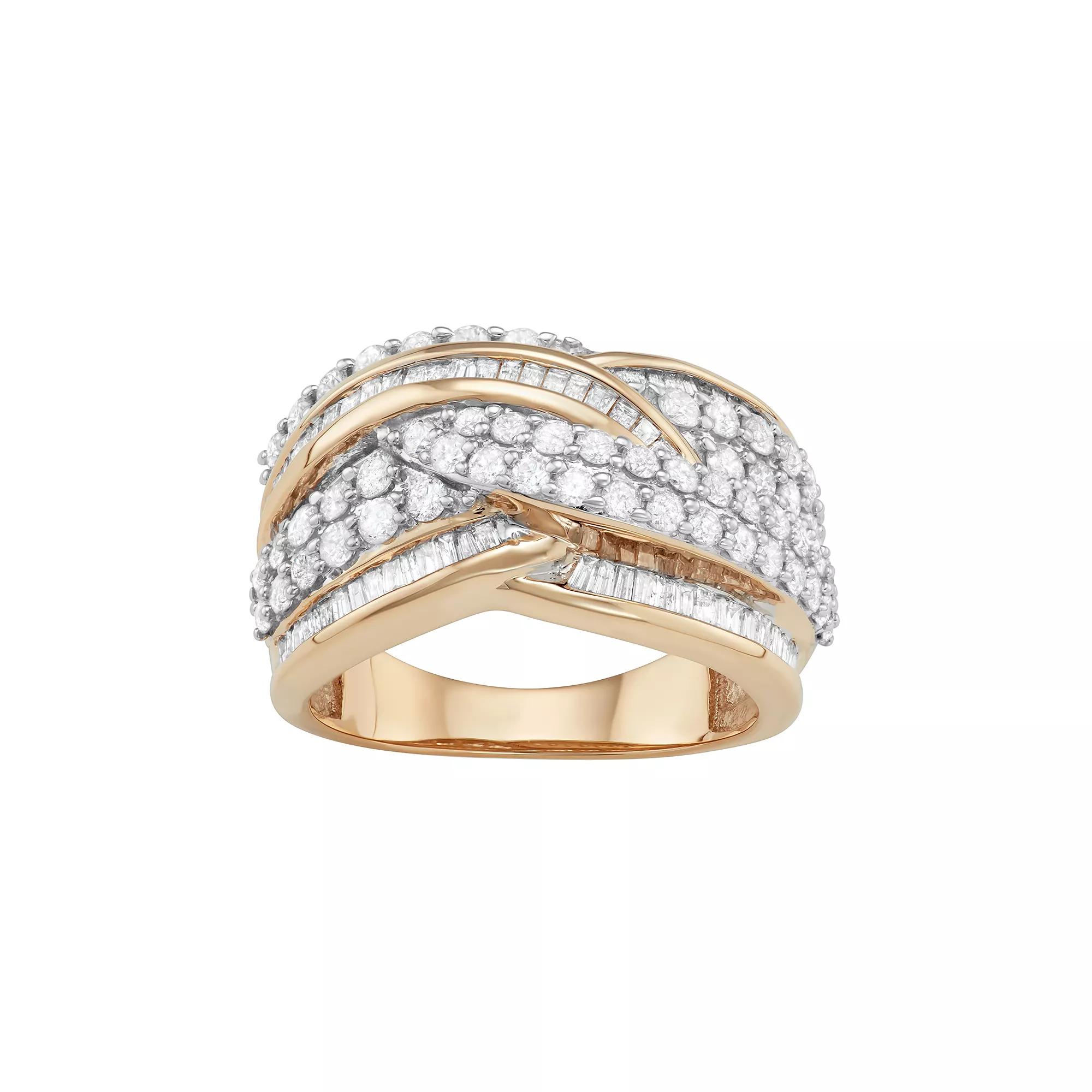 Jewelexcess 10k Gold 2 Carat T.W. Diamond Wave Ring, Women's, Size: 6 Product Image