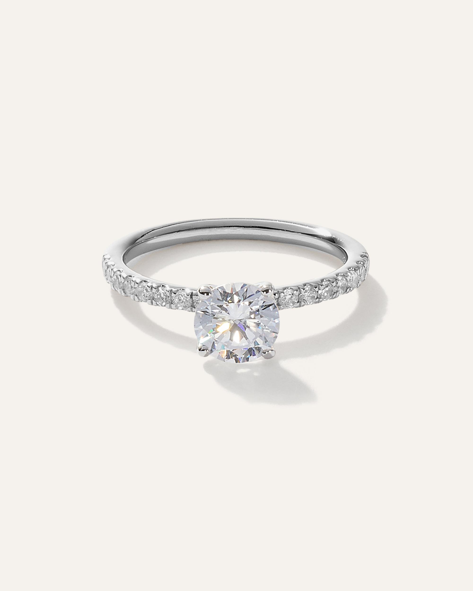 Quince | Women's Lab Grown Diamond Round Petite Pave Engagement Ring Product Image