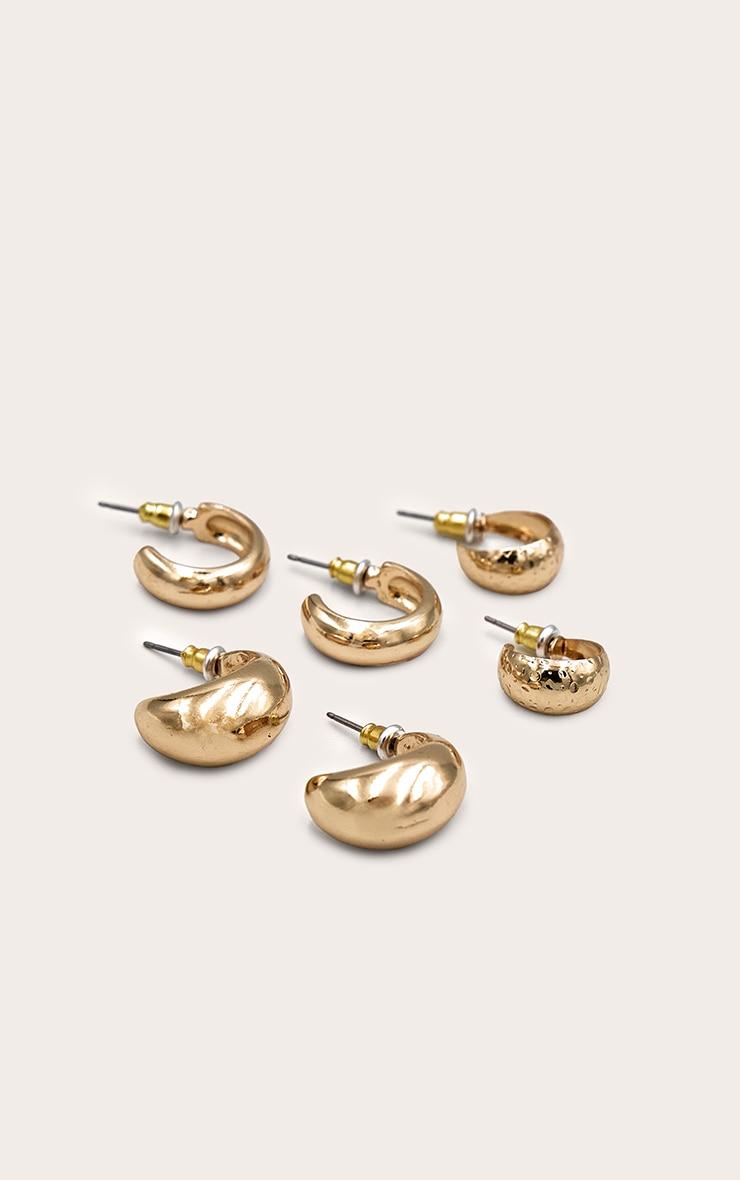 Gold Classic Simple Mutlipack Earrings Product Image