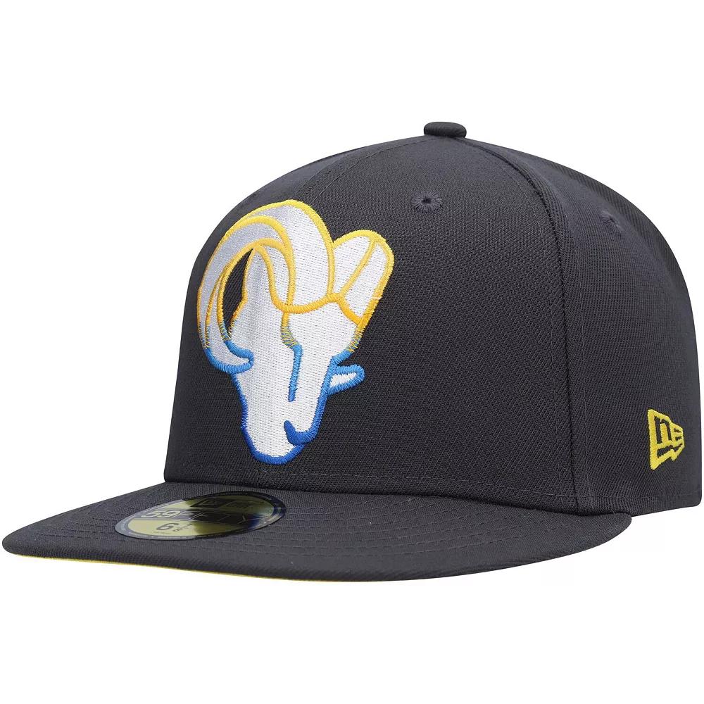 Men's New Era Graphite Los Angeles Rams Color Dim 59FIFTY Fitted Hat,  Product Image