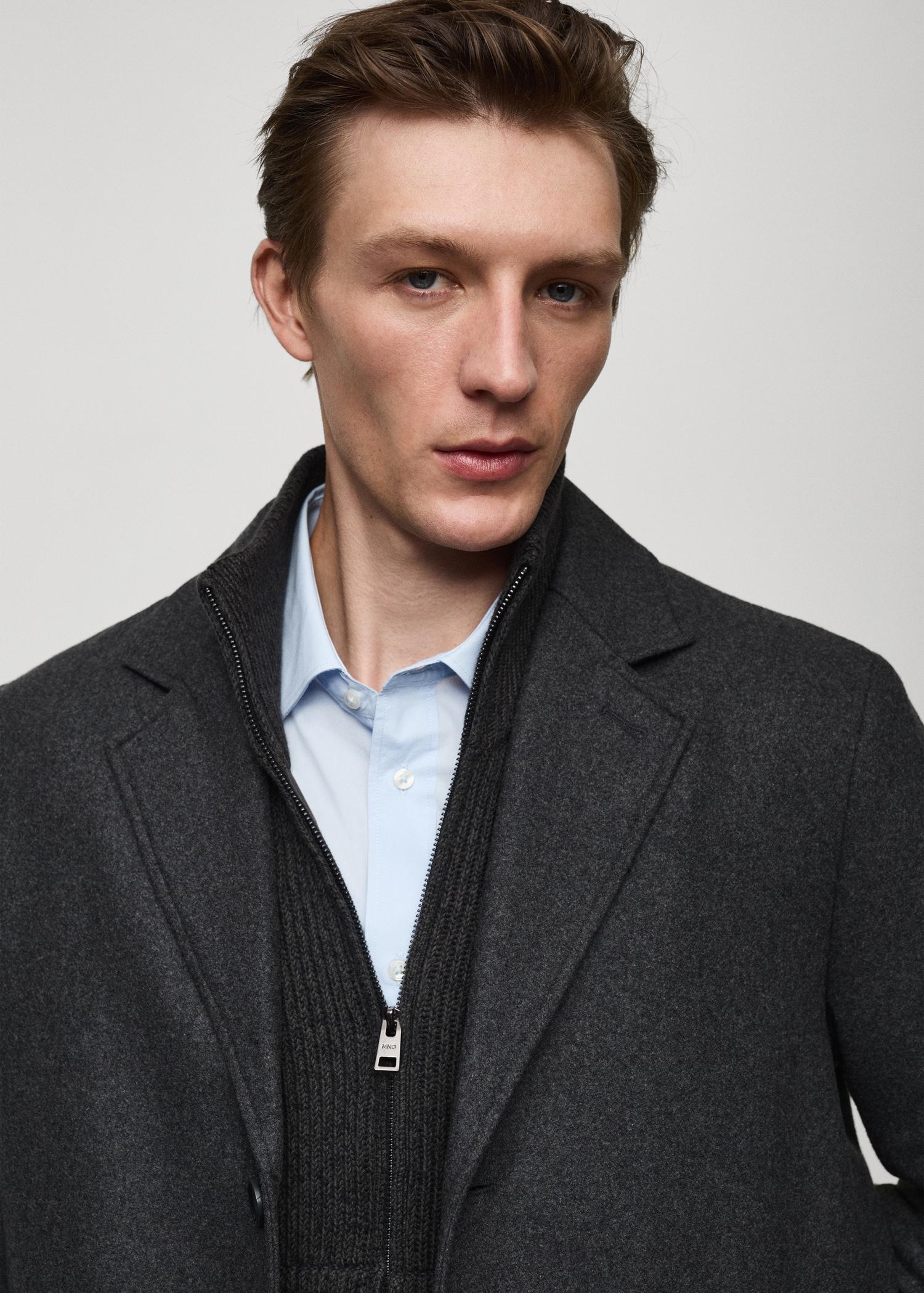 Regular fit quilted wool coat - Men | MANGO USA Product Image