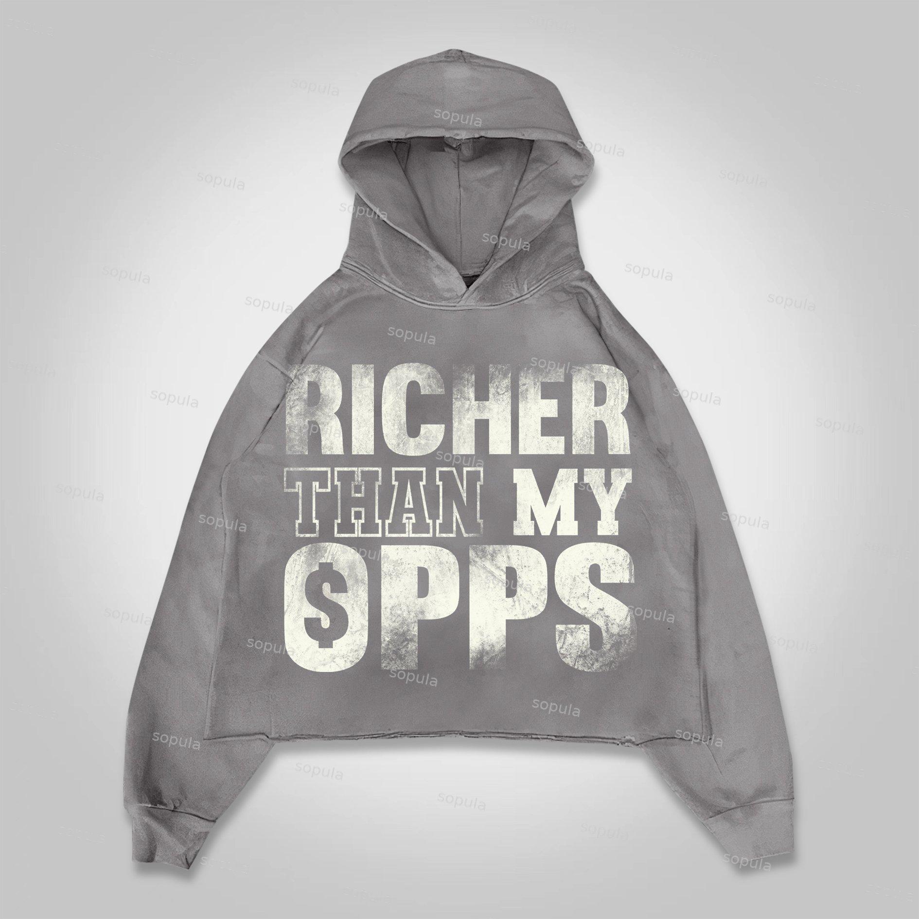 Sopula Richer Than My Opps Graphics Cropped Hoodie Product Image